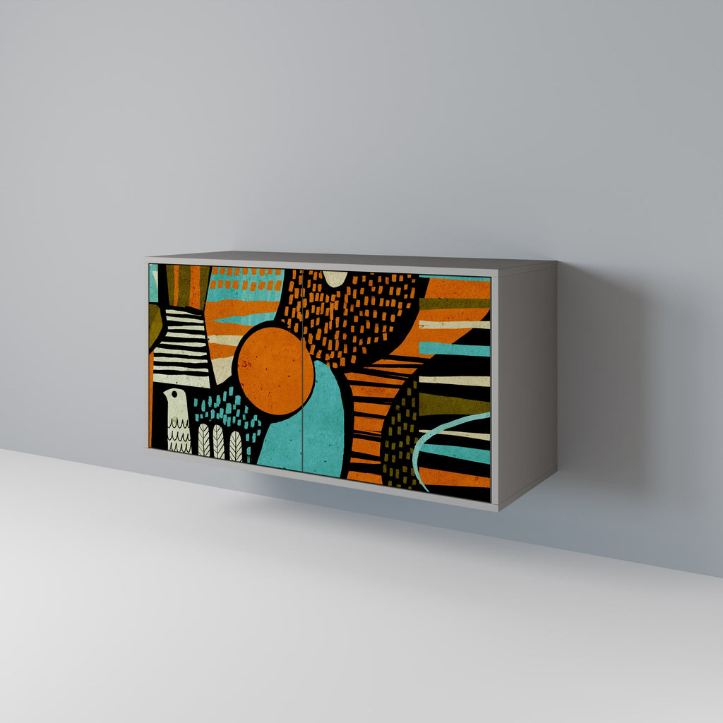 GEODE GLIMMER Sideboard mit 2 Türen in grauem Finish