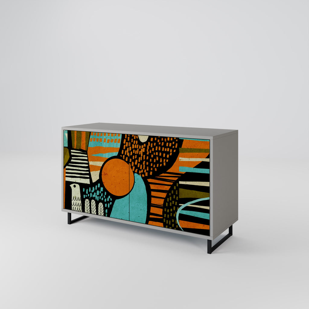 GEODE GLIMMER Sideboard mit 2 Türen in grauem Finish