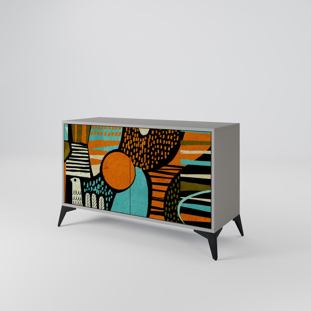 GEODE GLIMMER Sideboard mit 2 Türen in grauem Finish