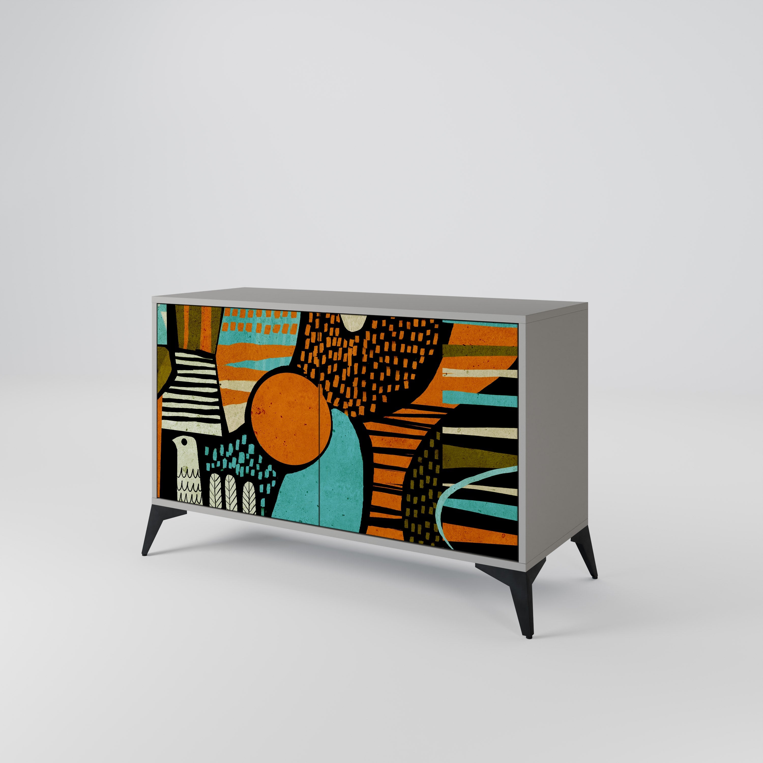 GEODE GLIMMER Sideboard mit 2 Türen in grauem Finish