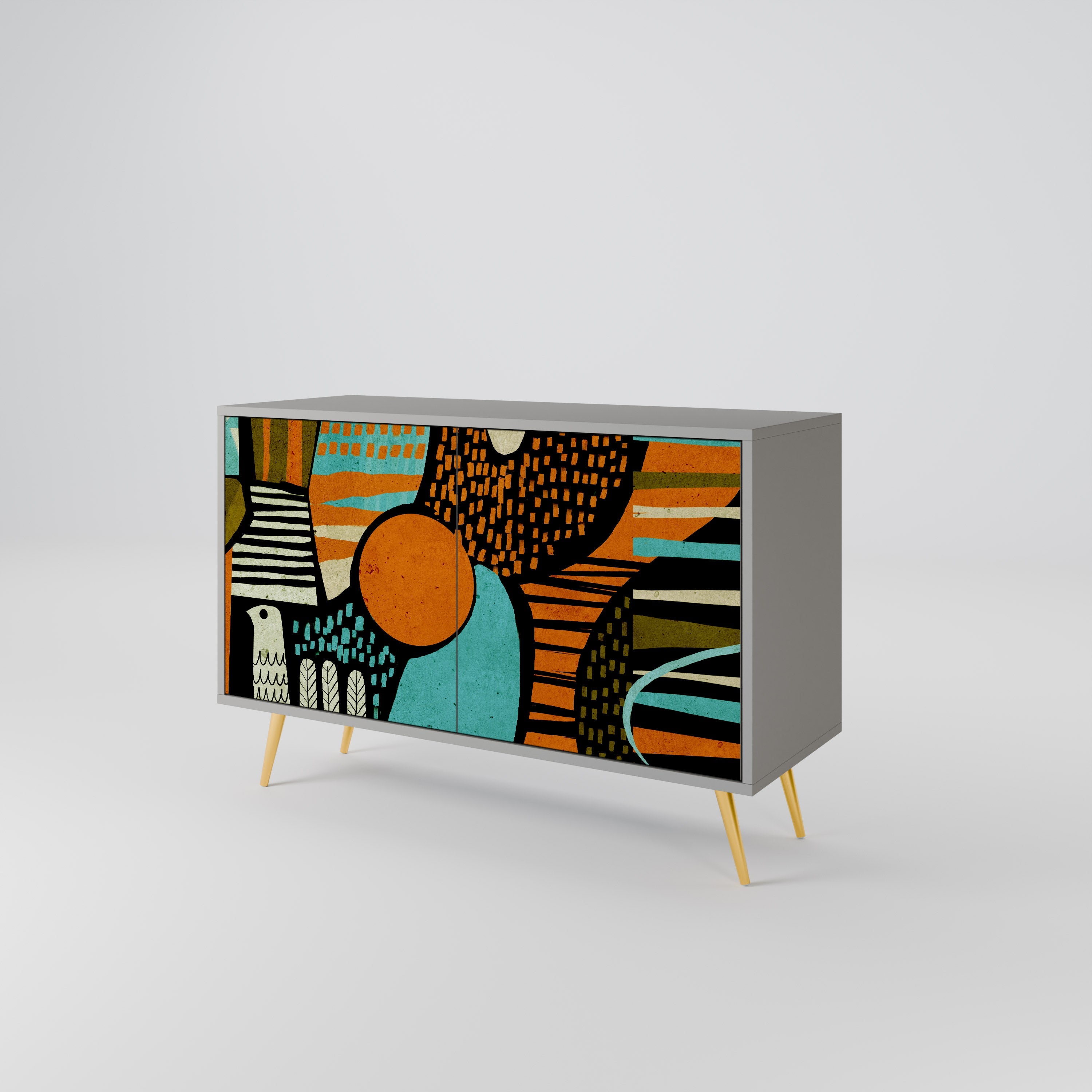 GEODE GLIMMER Sideboard mit 2 Türen in grauem Finish