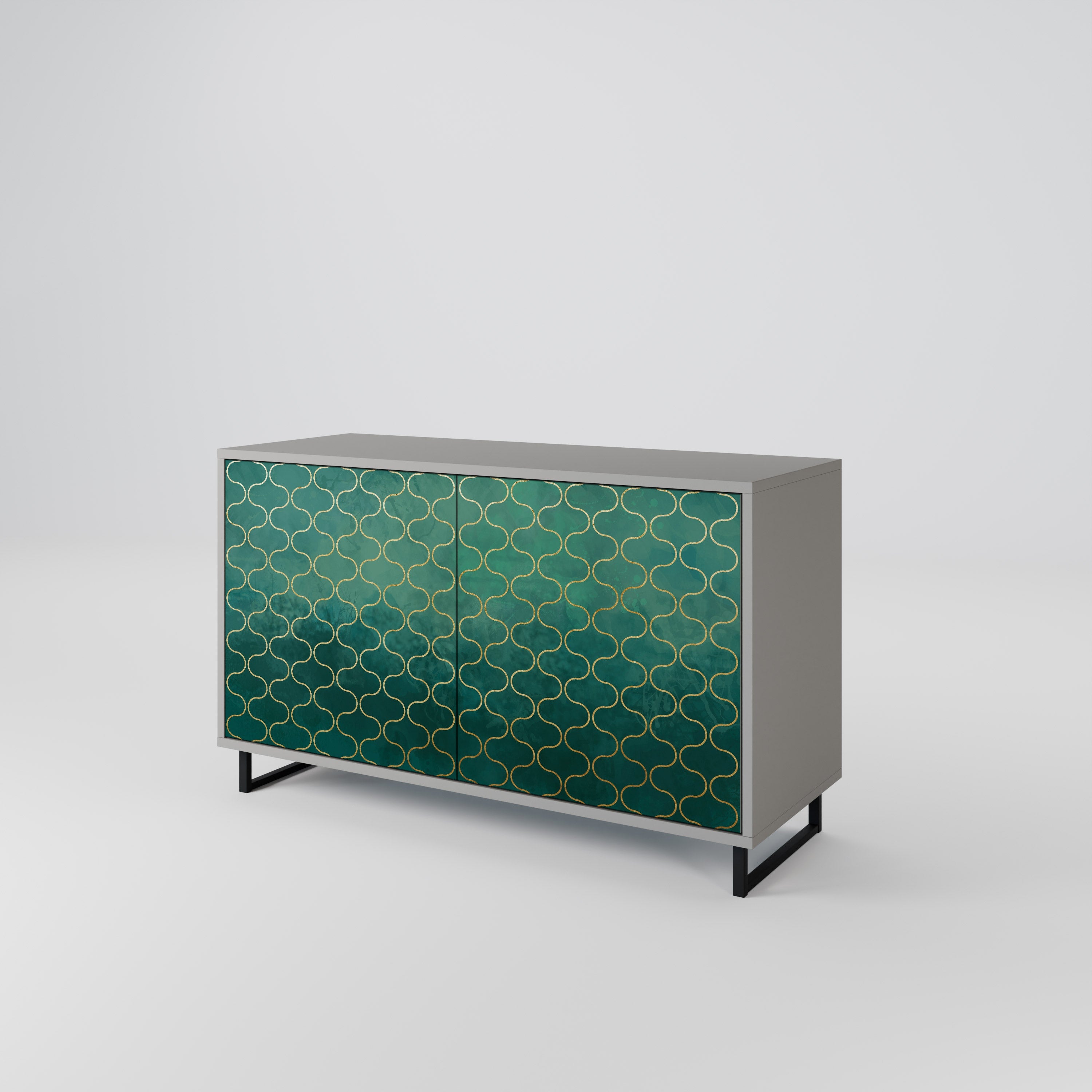 TESSELATED GREENERY Sideboard mit 2 Türen in grauer Ausführung