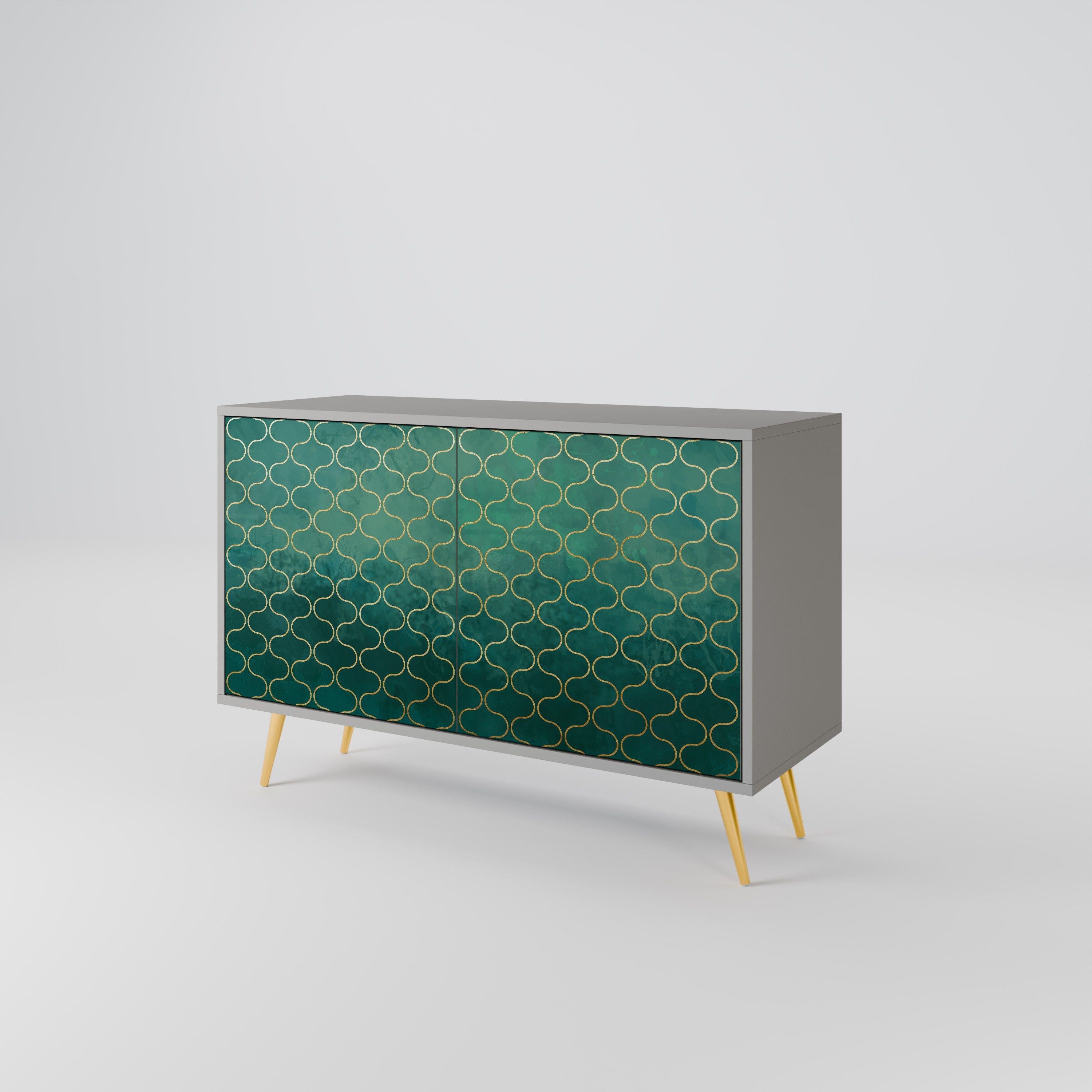 TESSELATED GREENERY Sideboard mit 2 Türen in grauer Ausführung