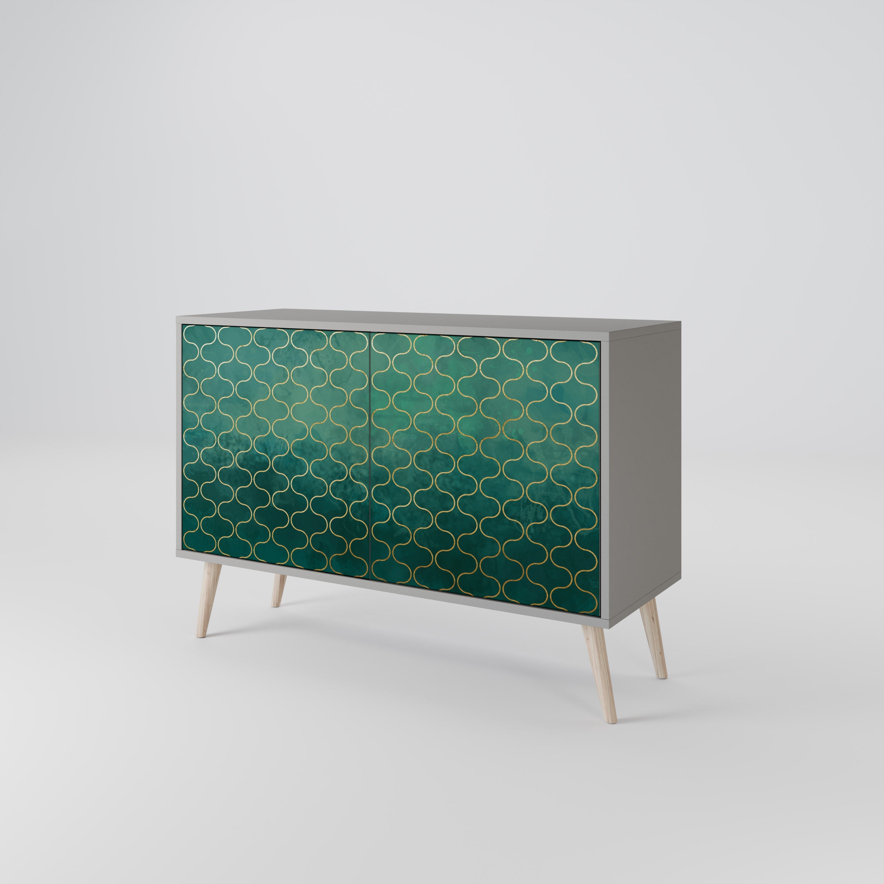 TESSELATED GREENERY Sideboard mit 2 Türen in grauer Ausführung
