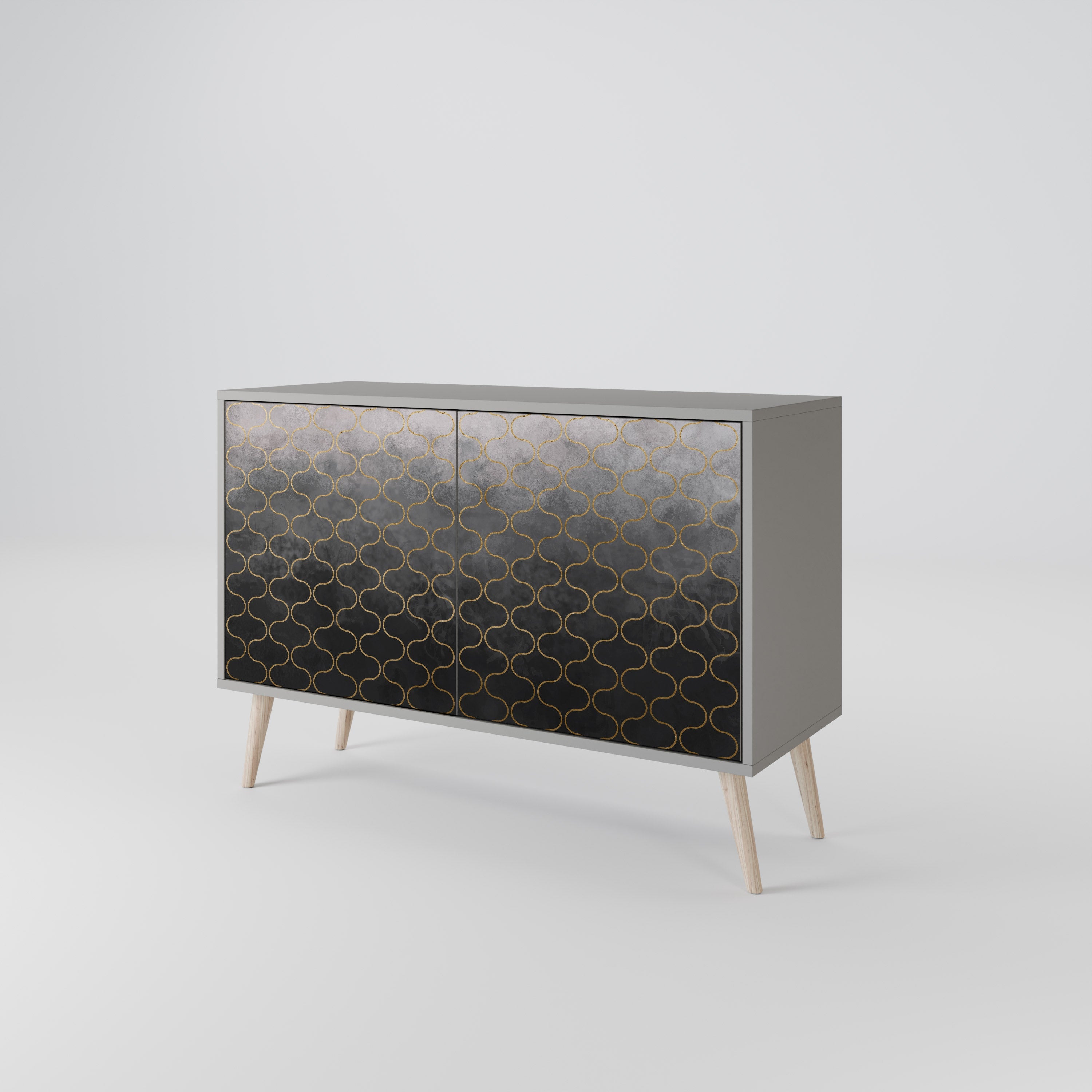 TESSELATED GRAYISH Sideboard mit 2 Türen in grauem Finish