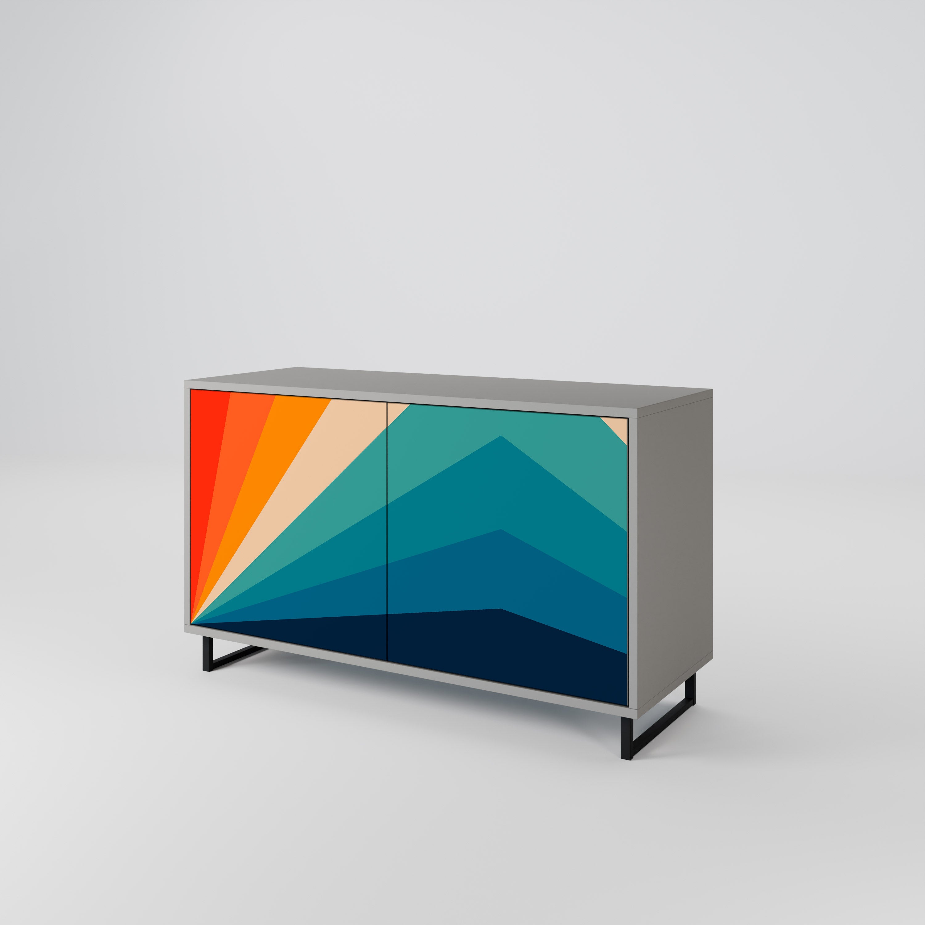 PRISM CONCUSSION Sideboard mit 2 Türen in grauem Finish