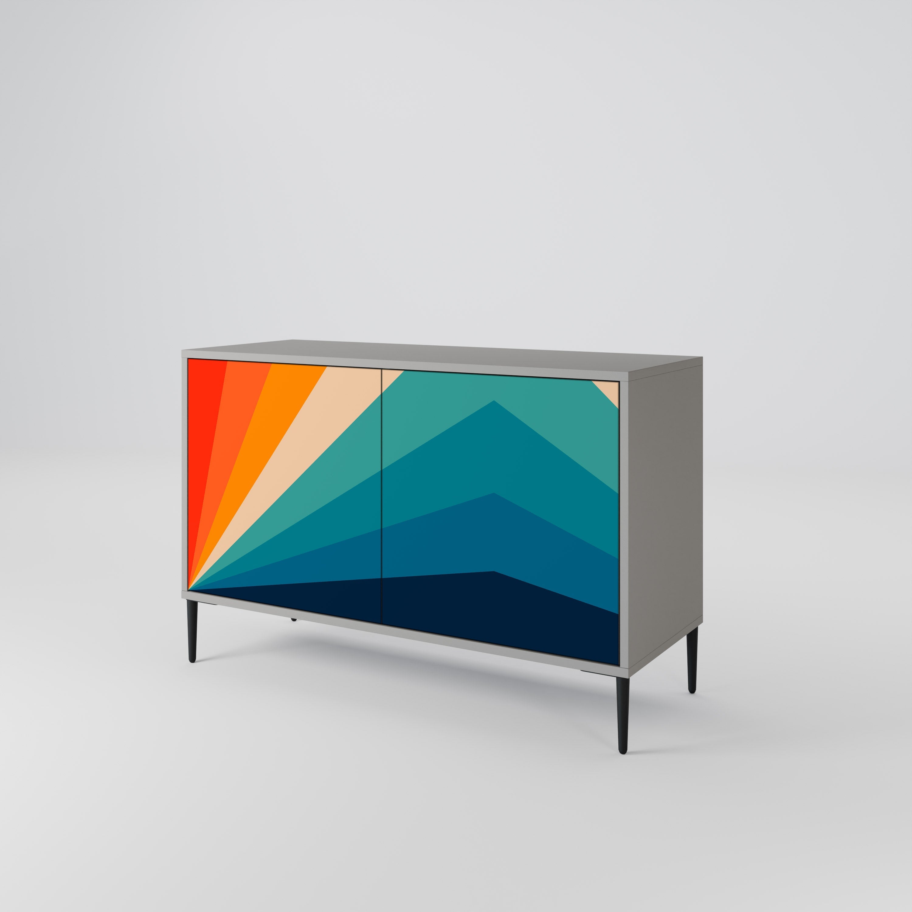 PRISM CONCUSSION Sideboard mit 2 Türen in grauem Finish