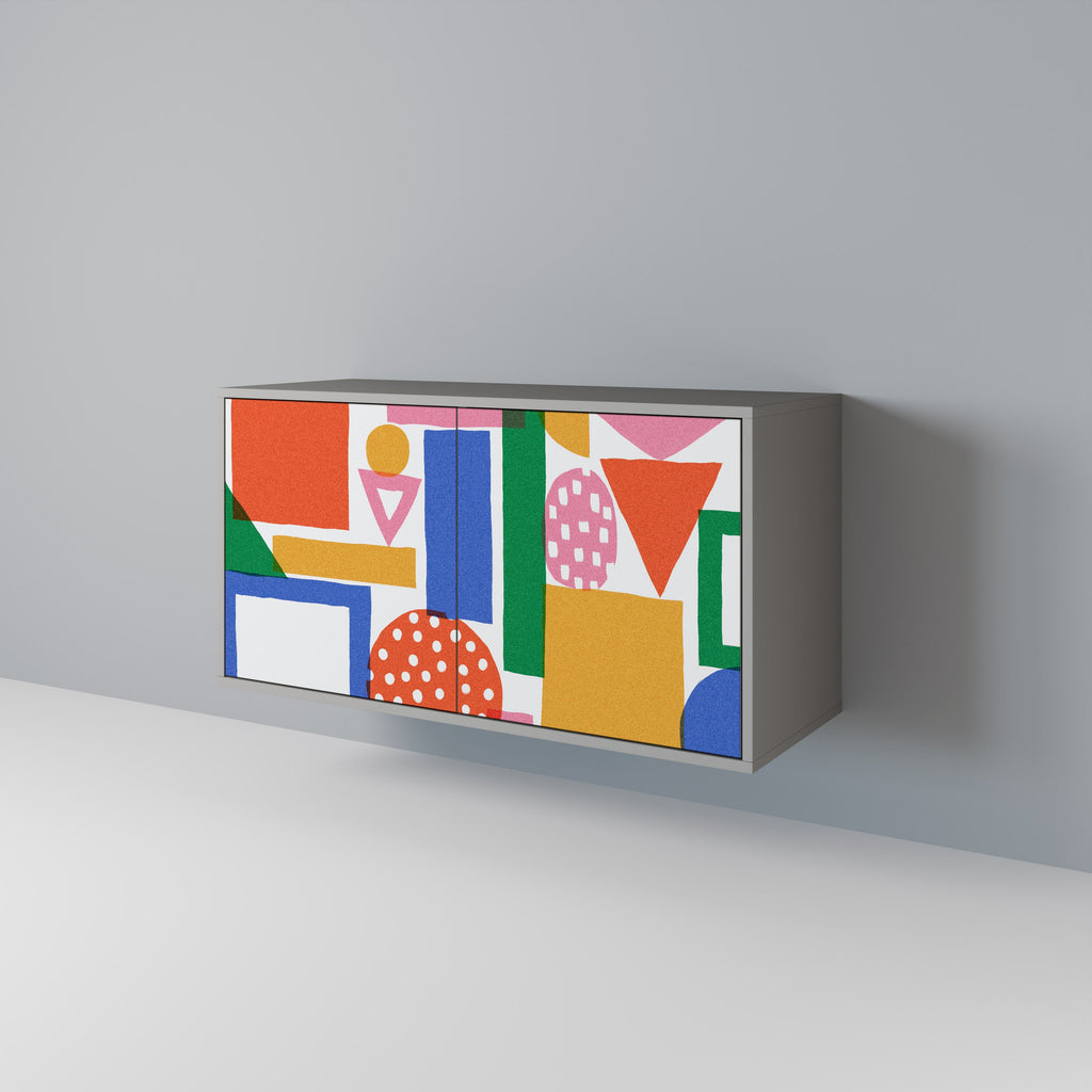 GEOMETRIC GLIMMER Sideboard mit 2 Türen in grauem Finish
