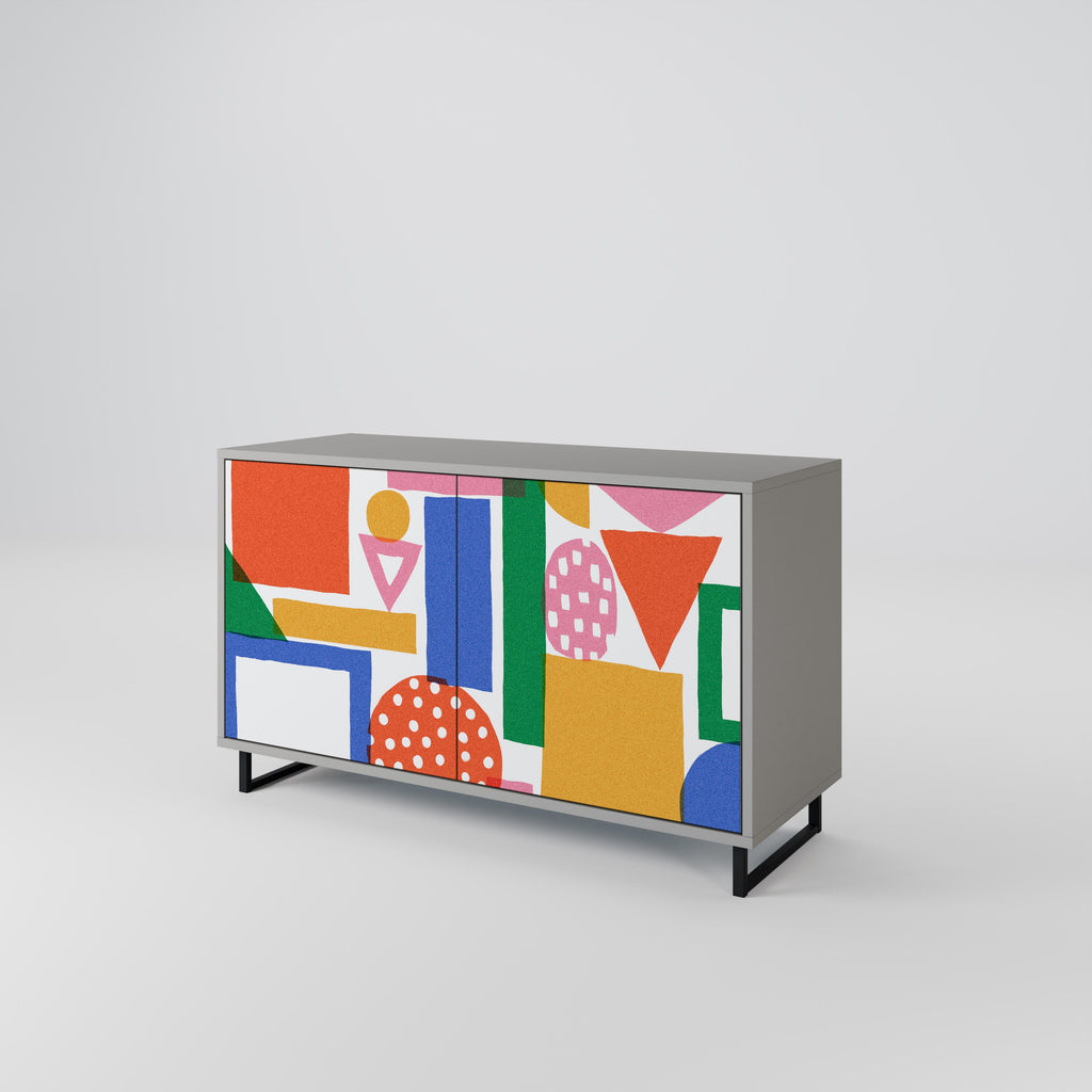 GEOMETRIC GLIMMER Sideboard mit 2 Türen in grauem Finish