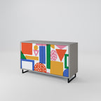 GEOMETRIC GLIMMER 2-Door Sideboard in Grey Finish