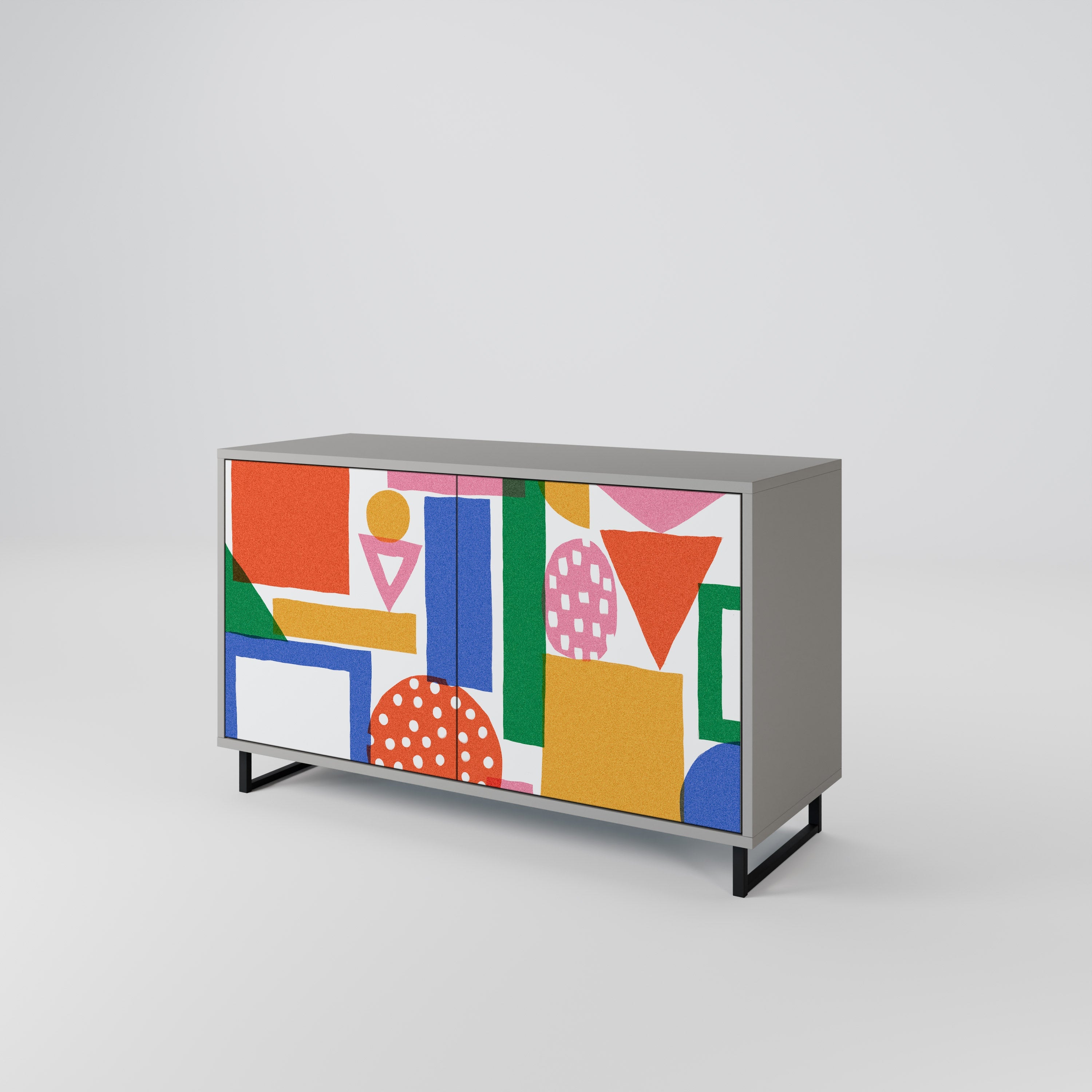 GEOMETRIC GLIMMER Sideboard mit 2 Türen in grauem Finish