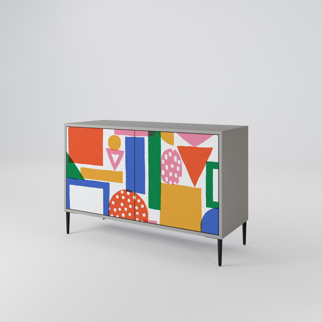 GEOMETRIC GLIMMER Sideboard mit 2 Türen in grauem Finish
