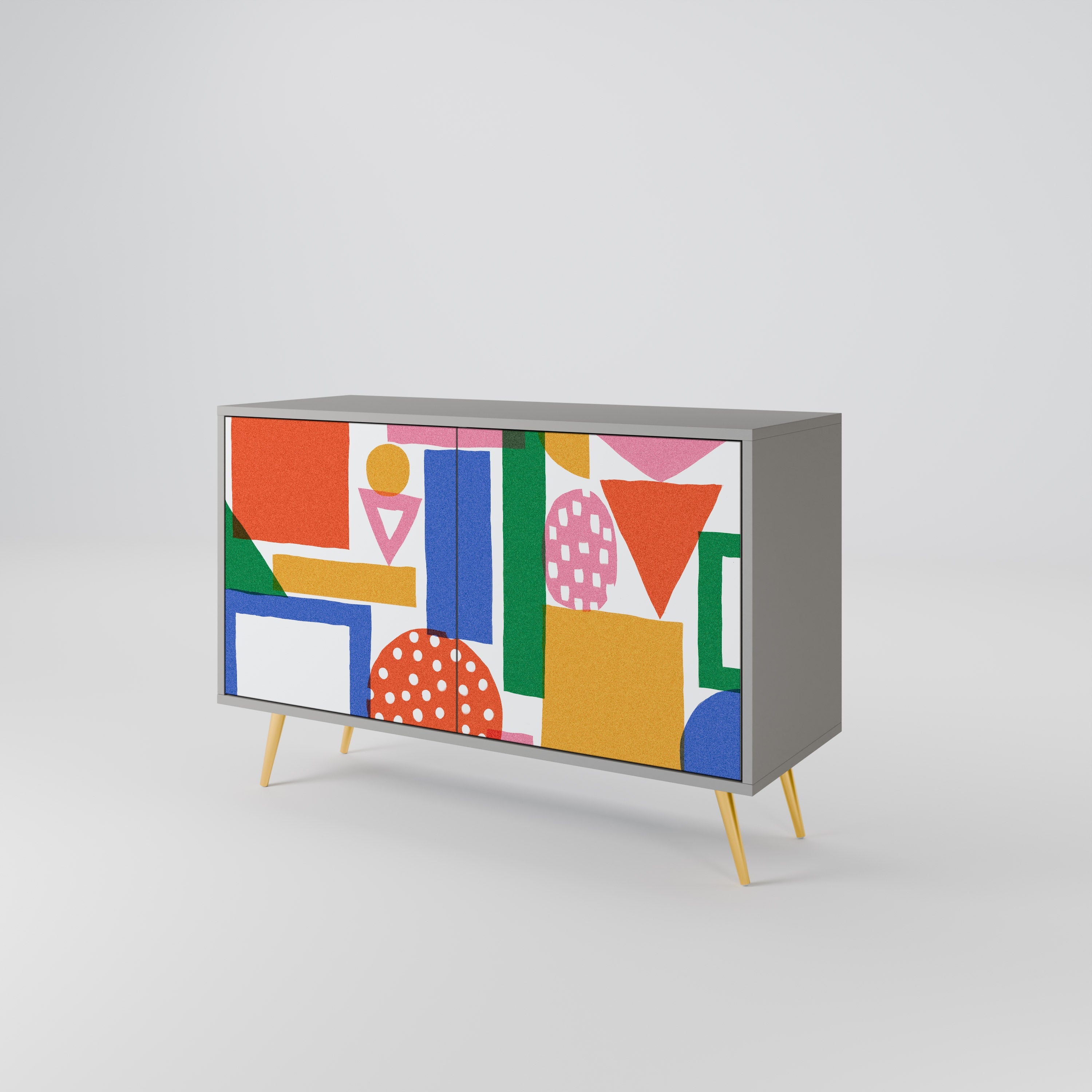 GEOMETRIC GLIMMER Sideboard mit 2 Türen in grauem Finish