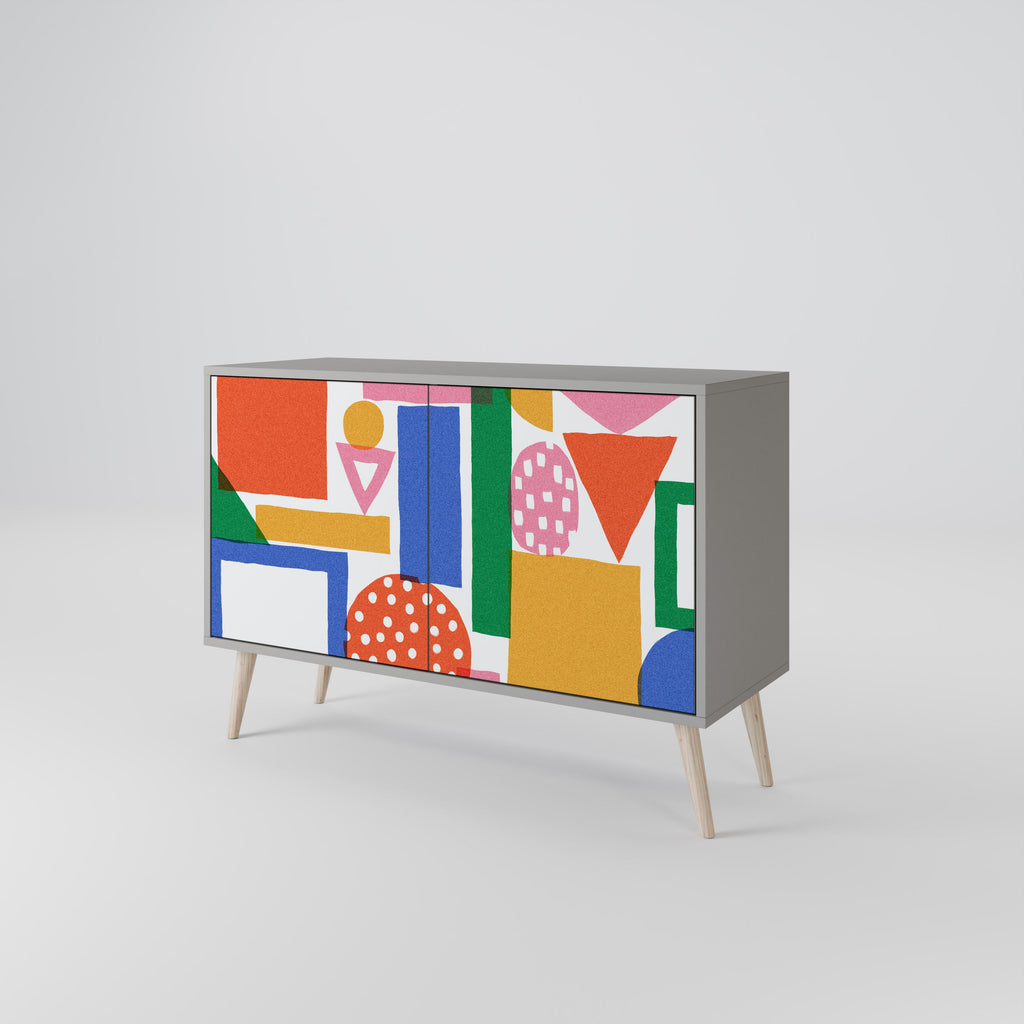 GEOMETRIC GLIMMER Sideboard mit 2 Türen in grauem Finish