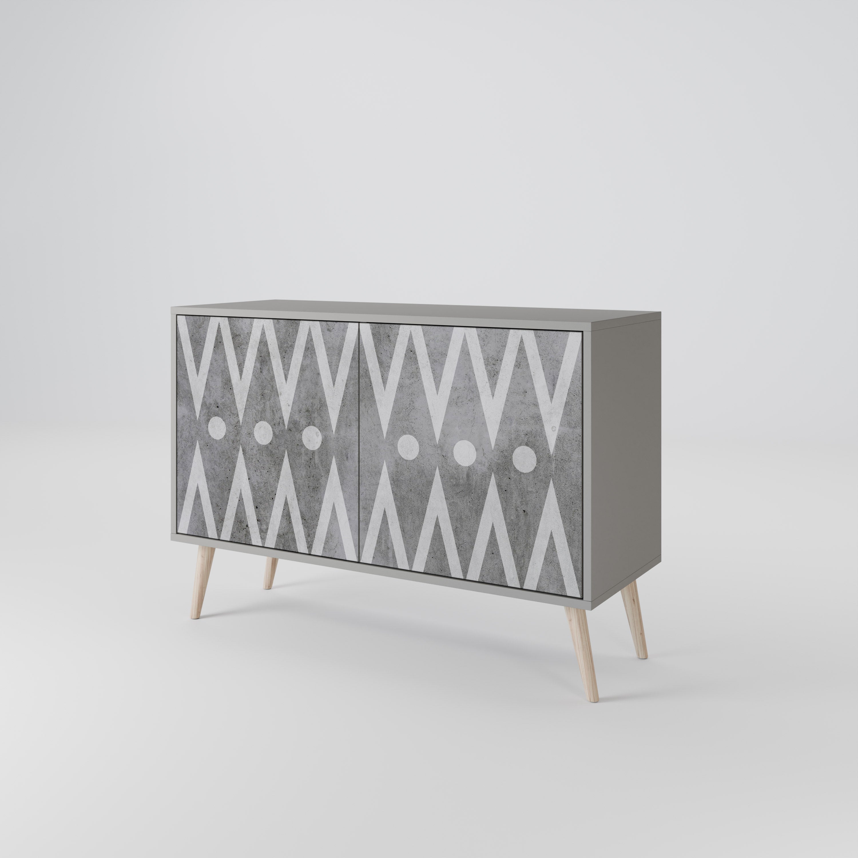 SHARP EDGES Sideboard mit 2 Türen in grauer Ausführung