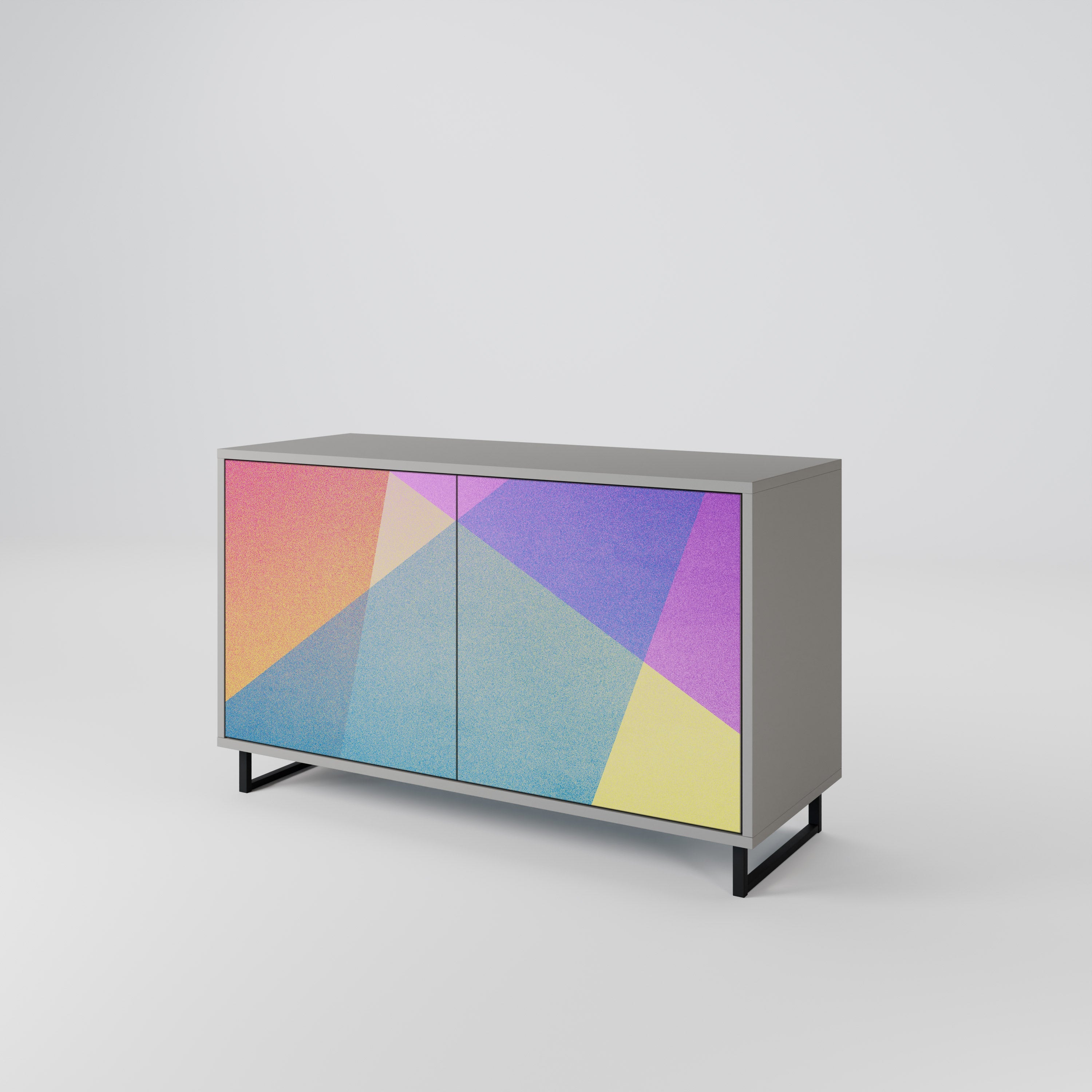 BRIGHT GEOMETRY Sideboard mit 2 Türen in grauem Finish