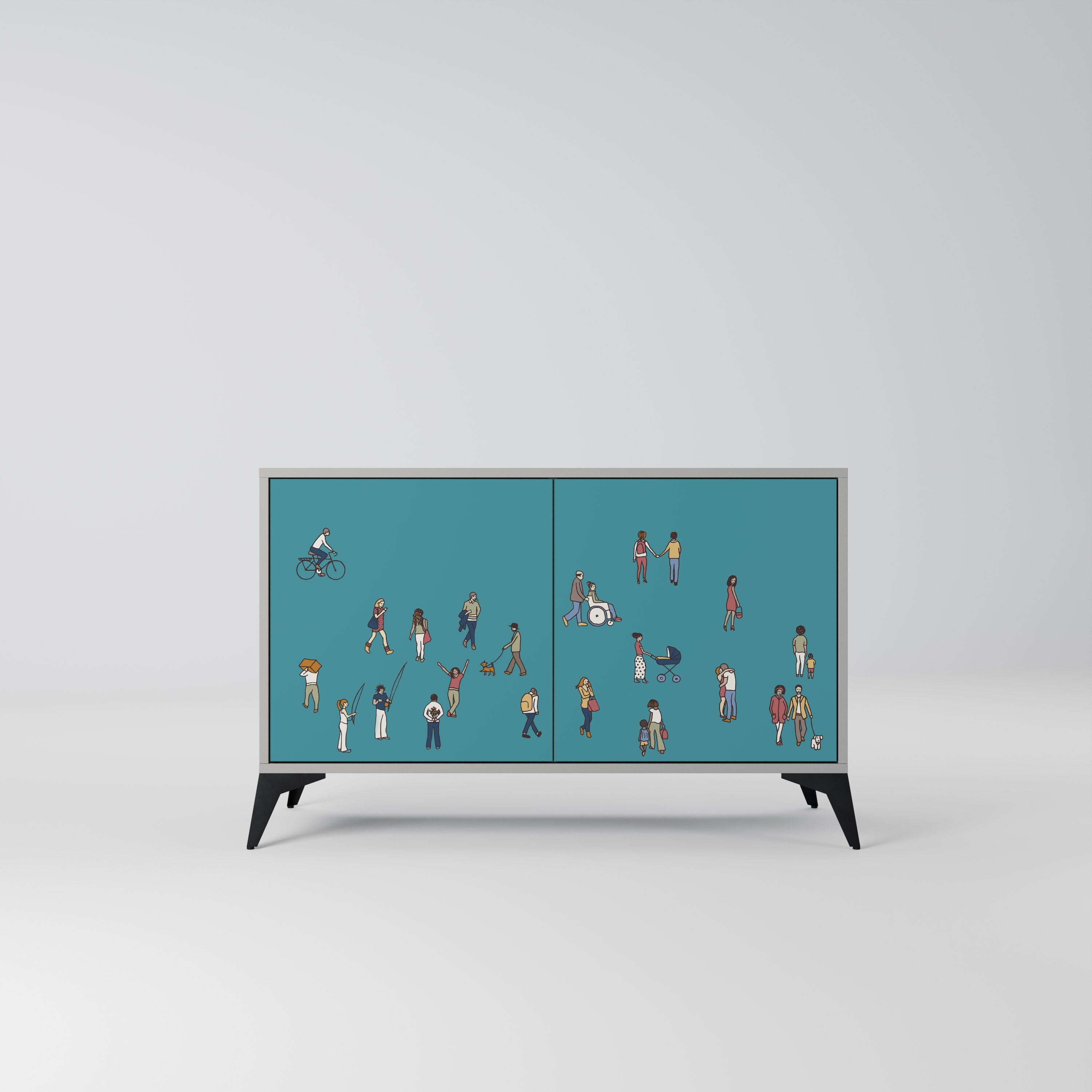 COLLECTIVE STREAM Sideboard mit 2 Türen in Grau