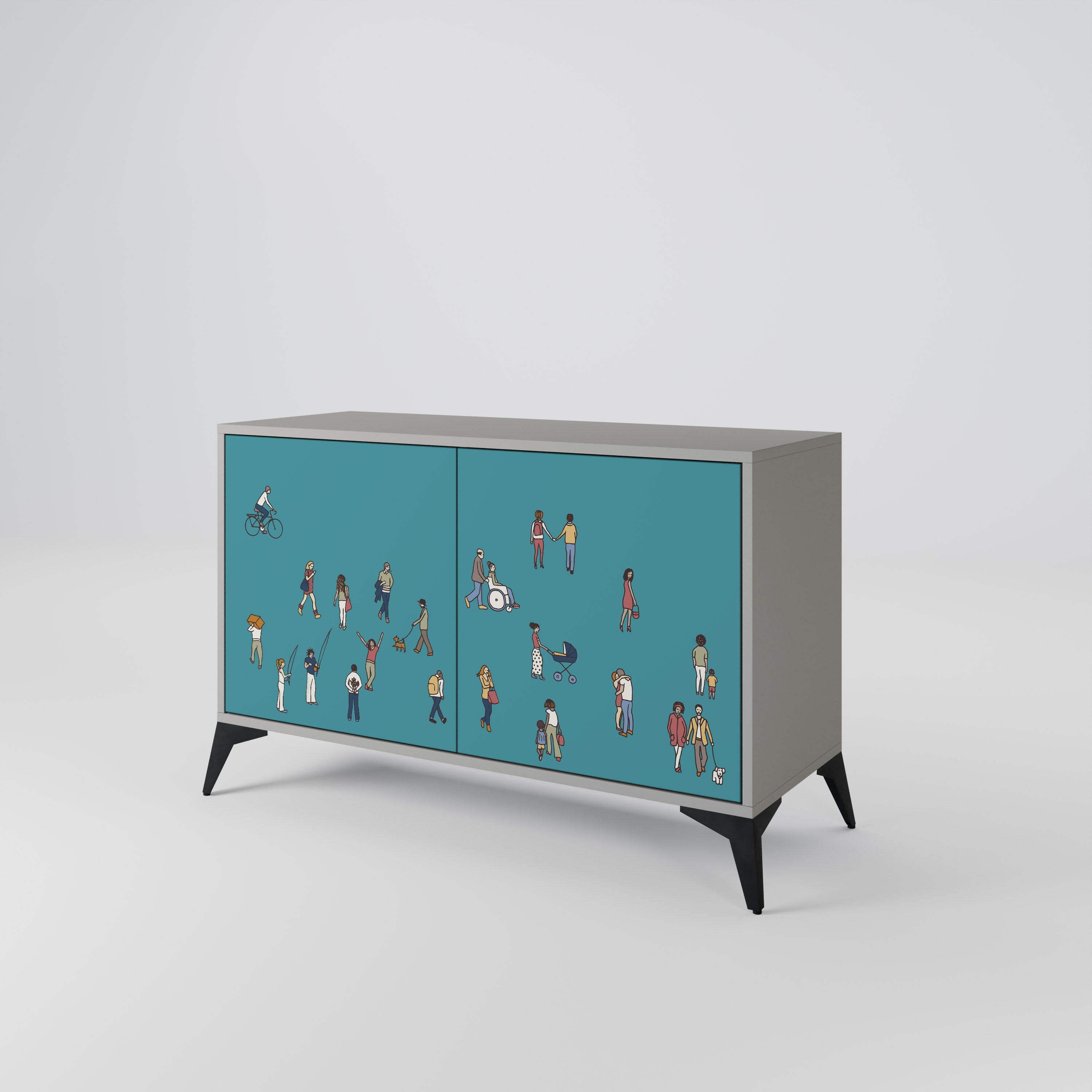 COLLECTIVE STREAM Sideboard mit 2 Türen in Grau