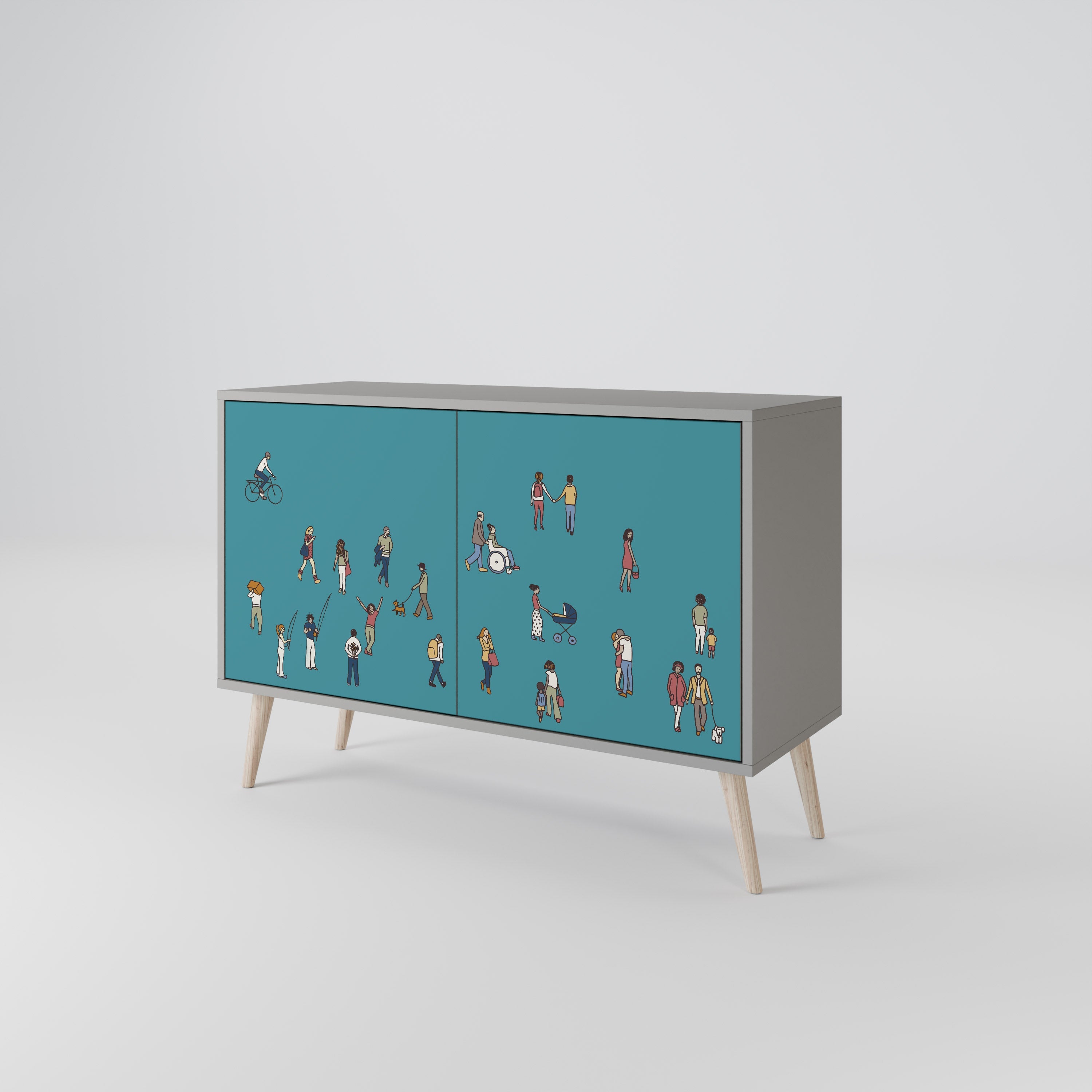 COLLECTIVE STREAM Sideboard mit 2 Türen in Grau