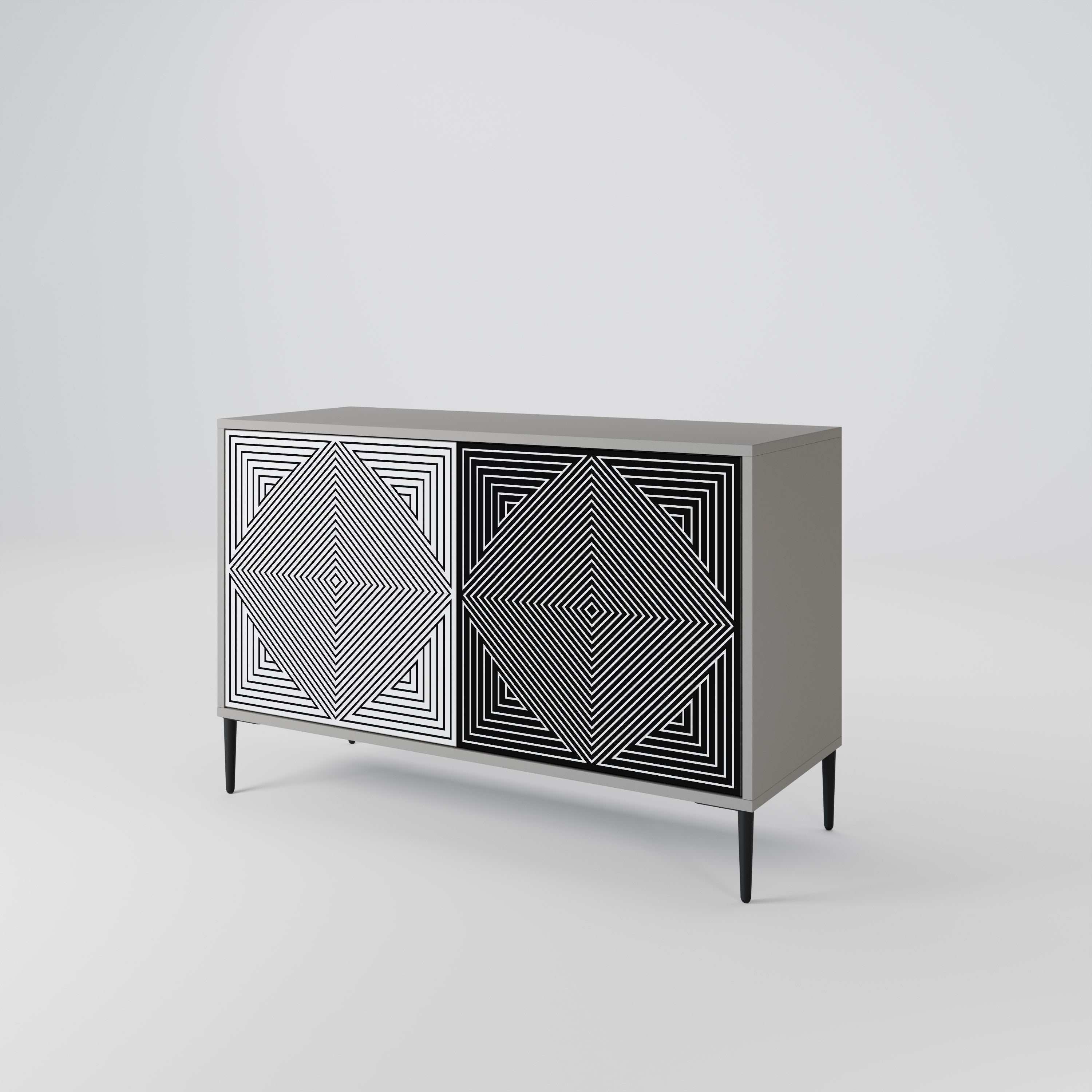 POLYGON ILLUSION Sideboard mit 2 Türen in Grau
