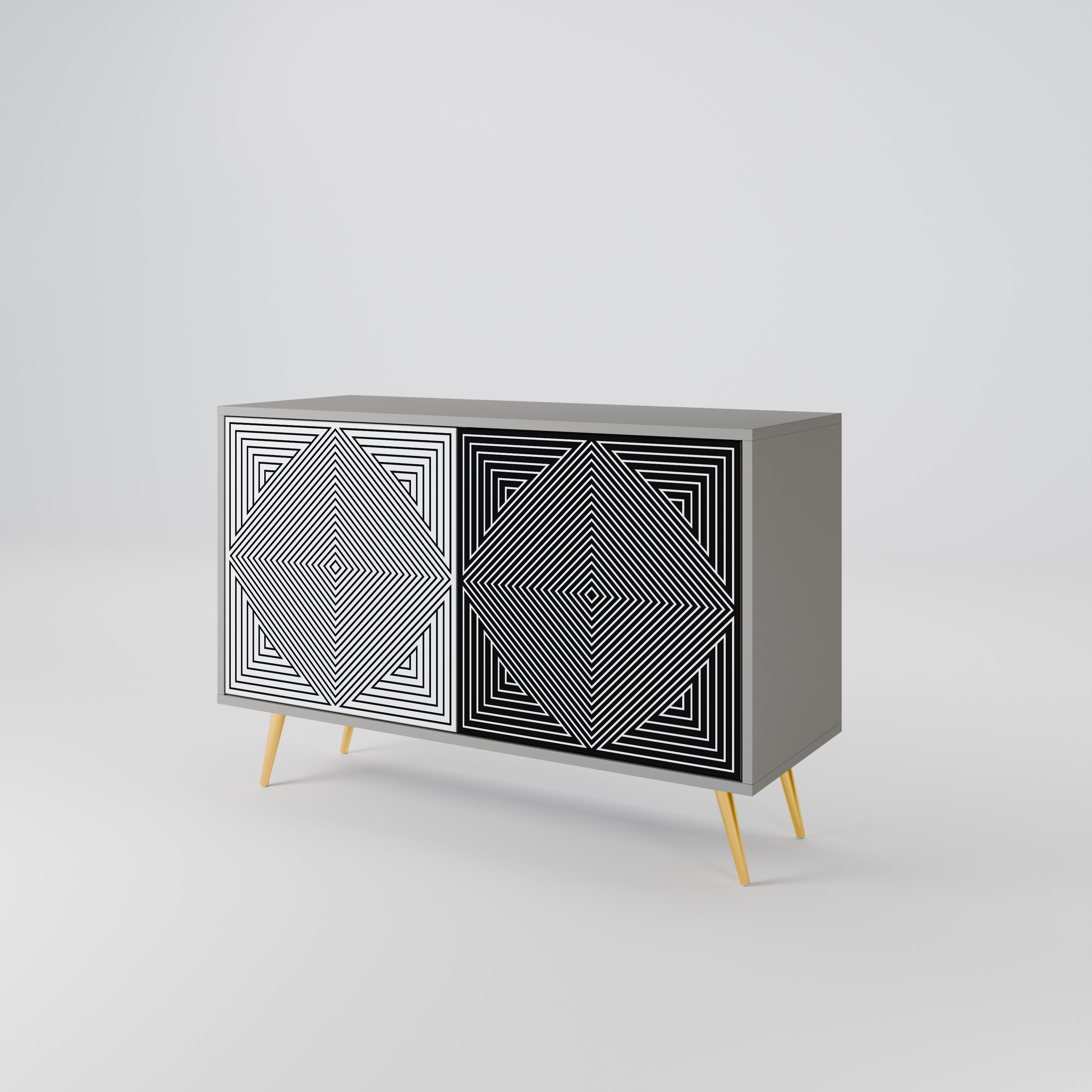 POLYGON ILLUSION Sideboard mit 2 Türen in Grau