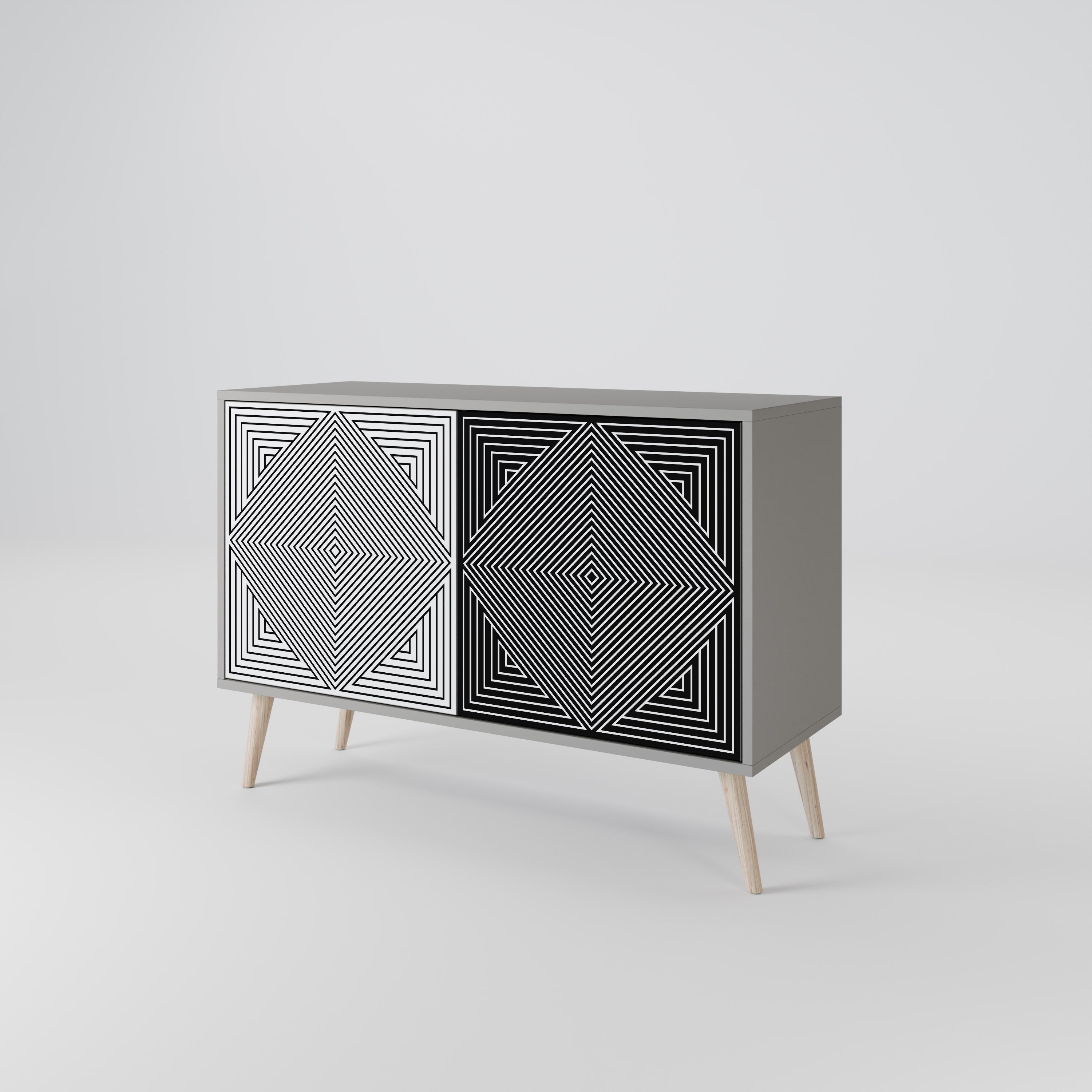 POLYGON ILLUSION Sideboard mit 2 Türen in Grau