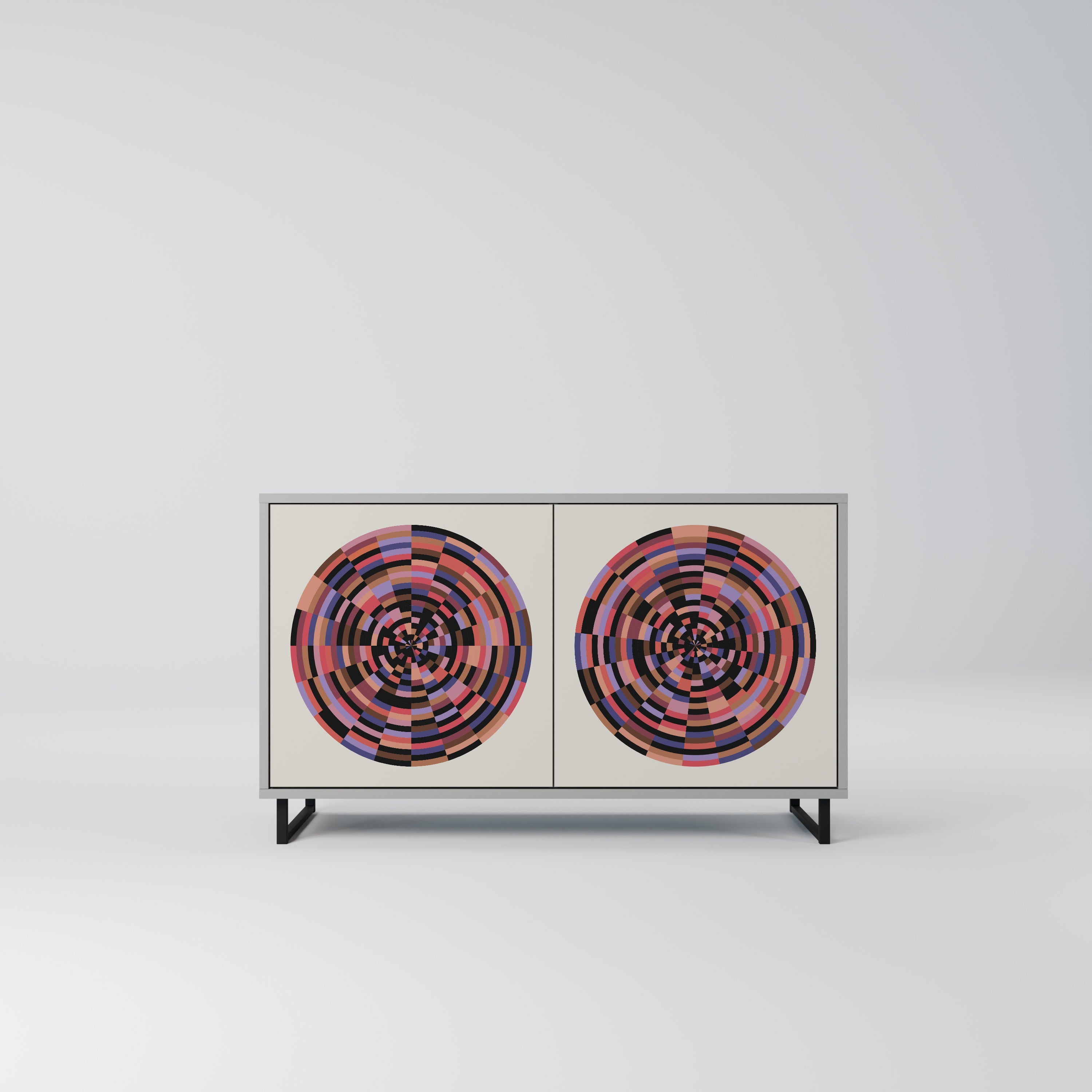 BROWN CIRCLES Sideboard mit 2 Türen in Grau