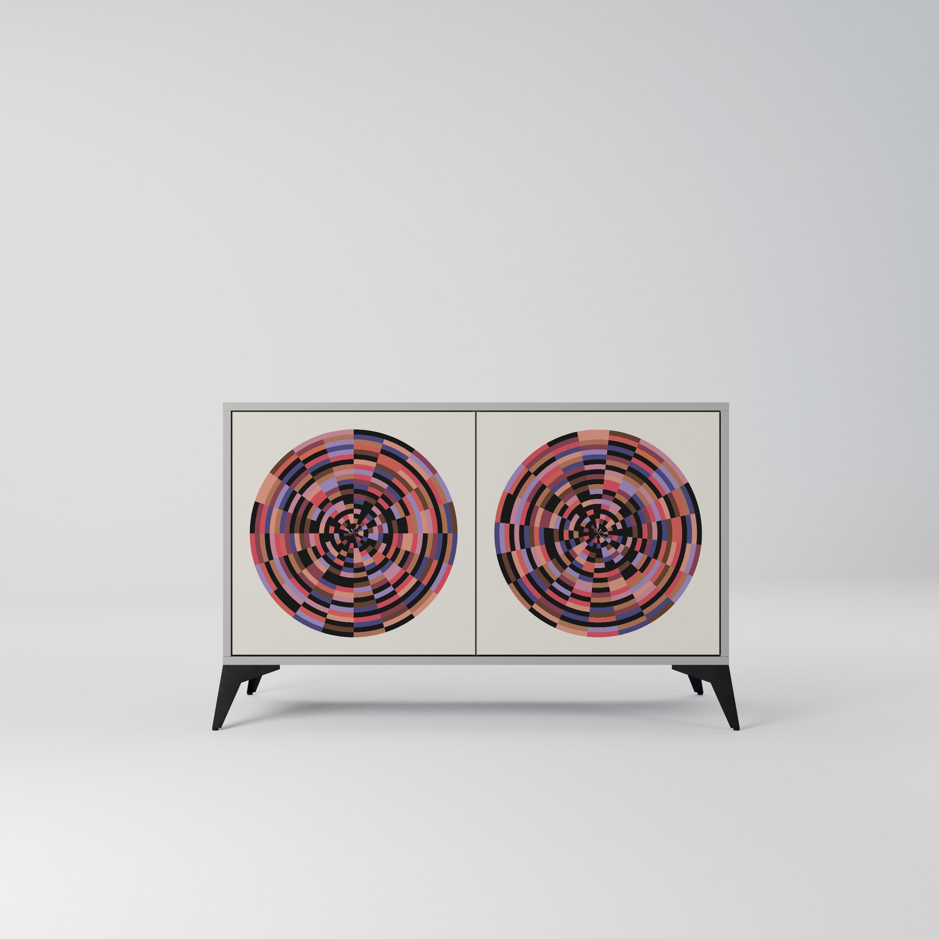 BROWN CIRCLES Sideboard mit 2 Türen in Grau