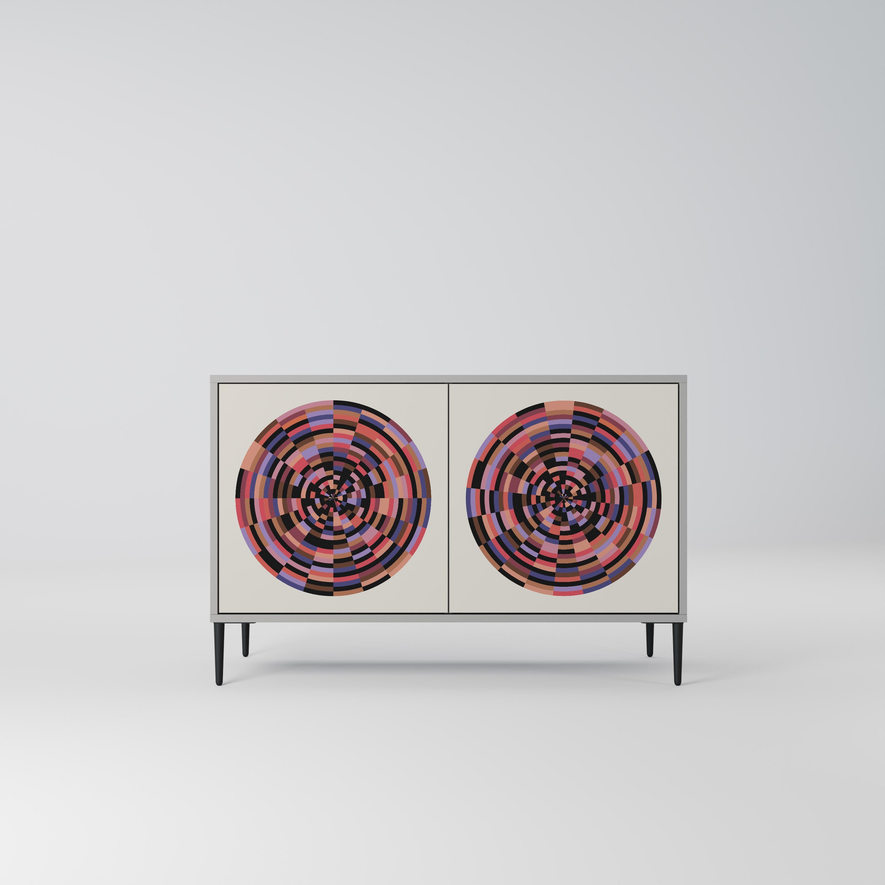 BROWN CIRCLES Sideboard mit 2 Türen in Grau