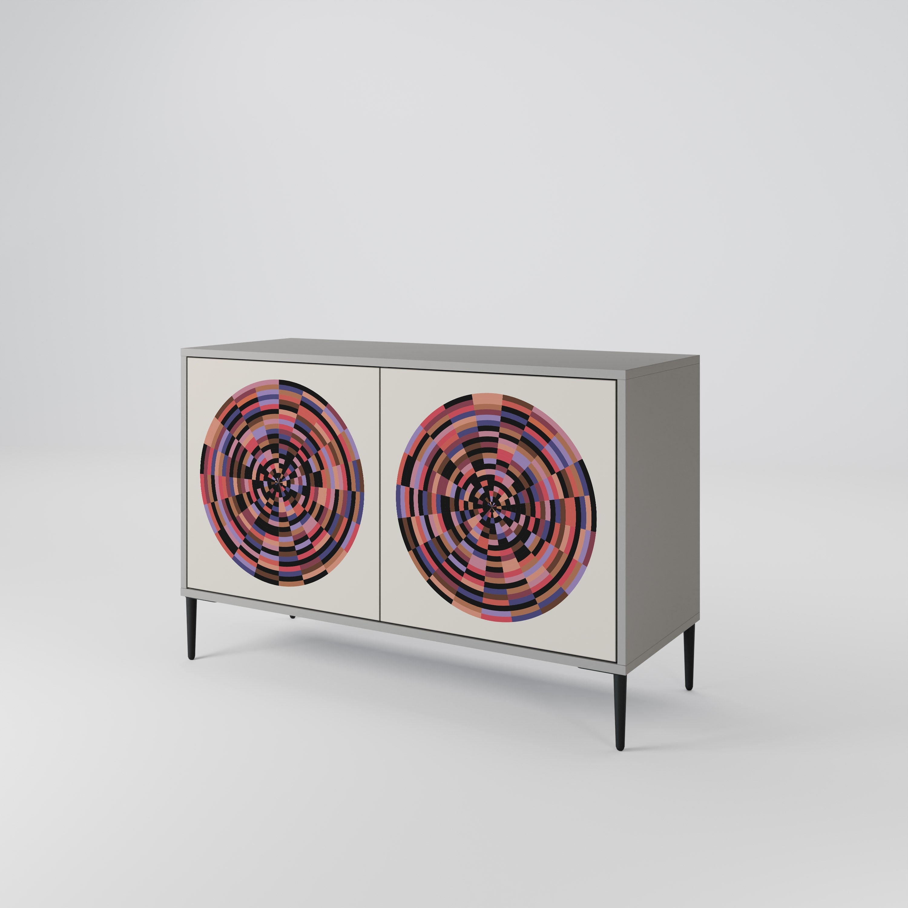 BROWN CIRCLES Sideboard mit 2 Türen in Grau