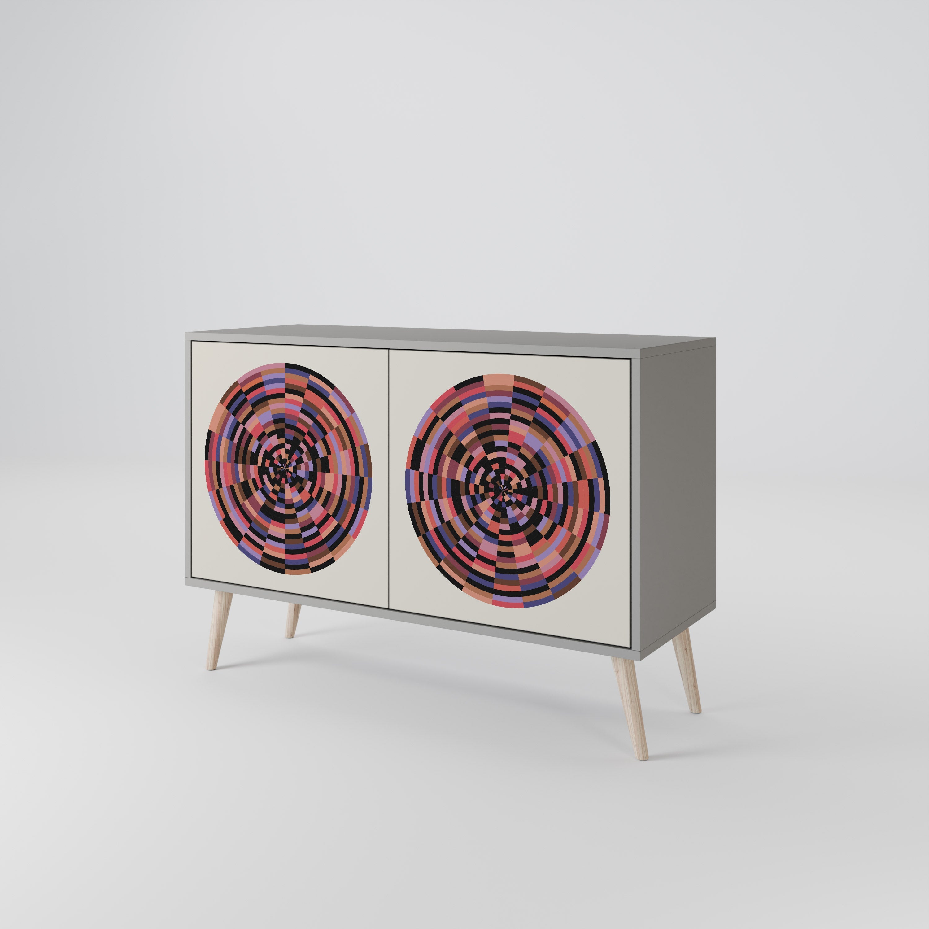BROWN CIRCLES Sideboard mit 2 Türen in Grau
