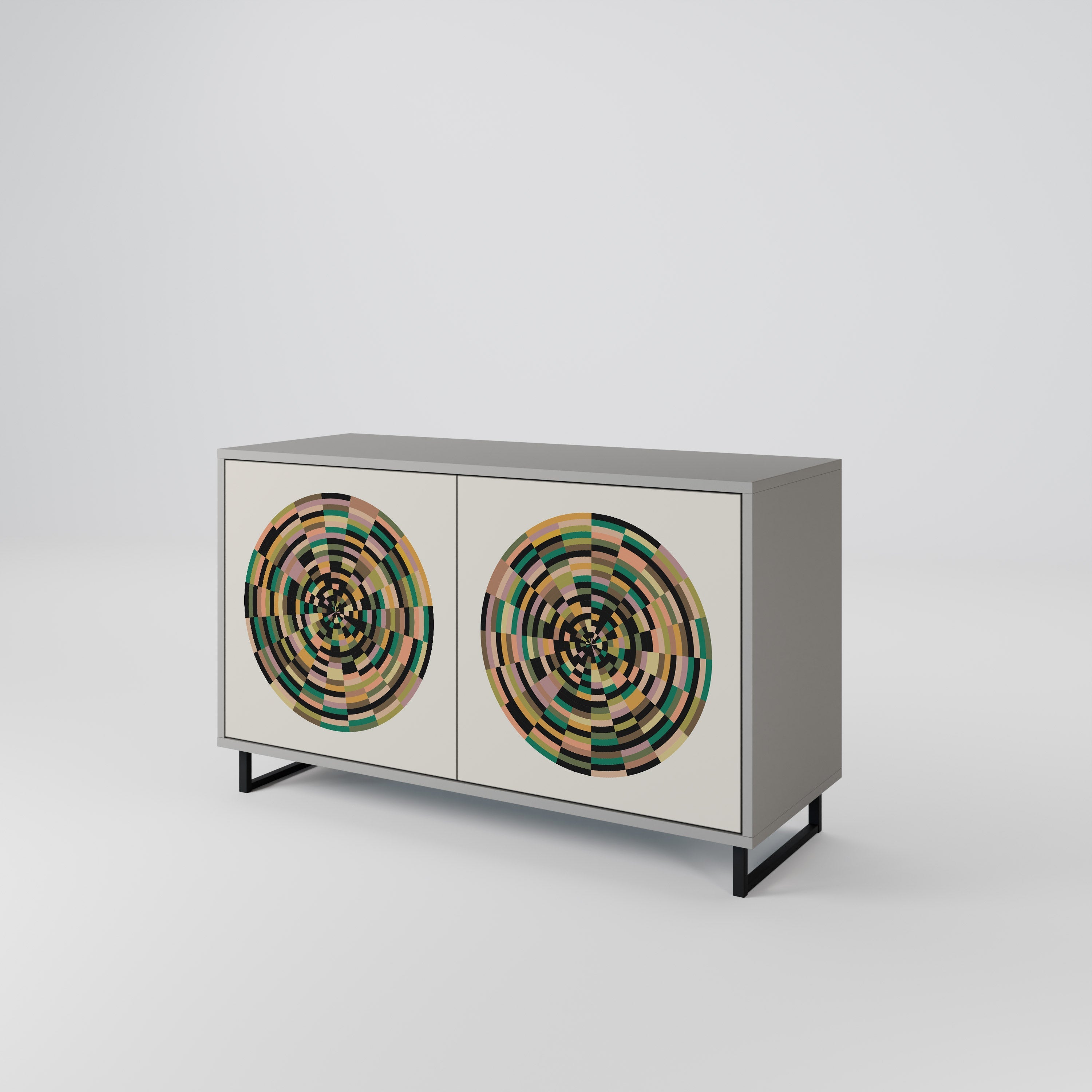 GREEN CIRCLES Sideboard mit 2 Türen in Grau