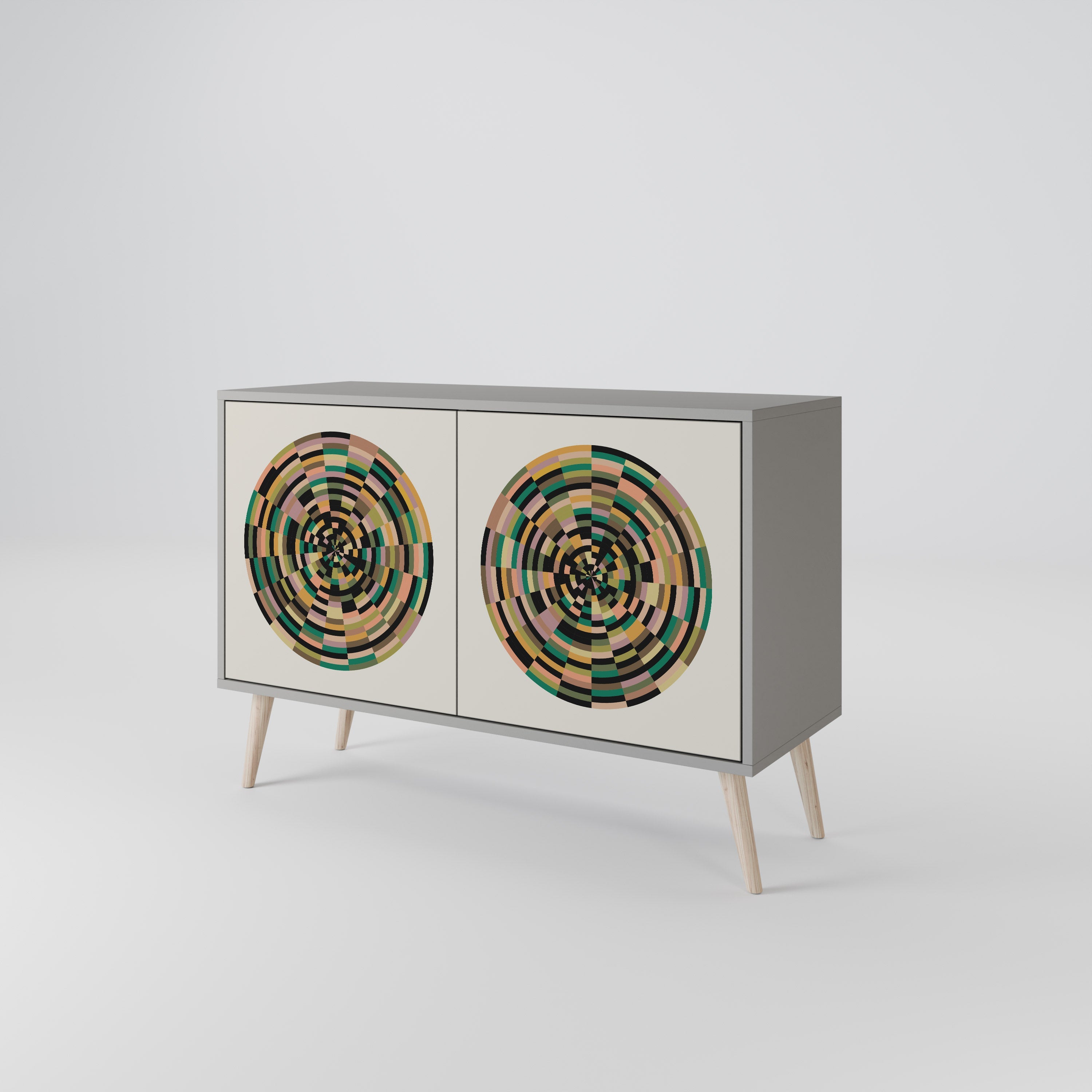 GREEN CIRCLES Sideboard mit 2 Türen in Grau