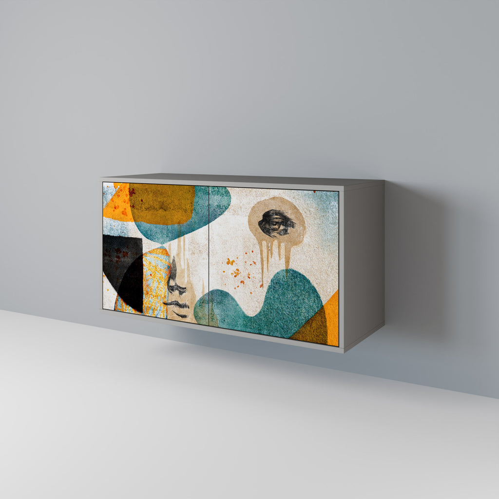 ABSTRACT FACES Sideboard mit 2 Türen in grauer Ausführung