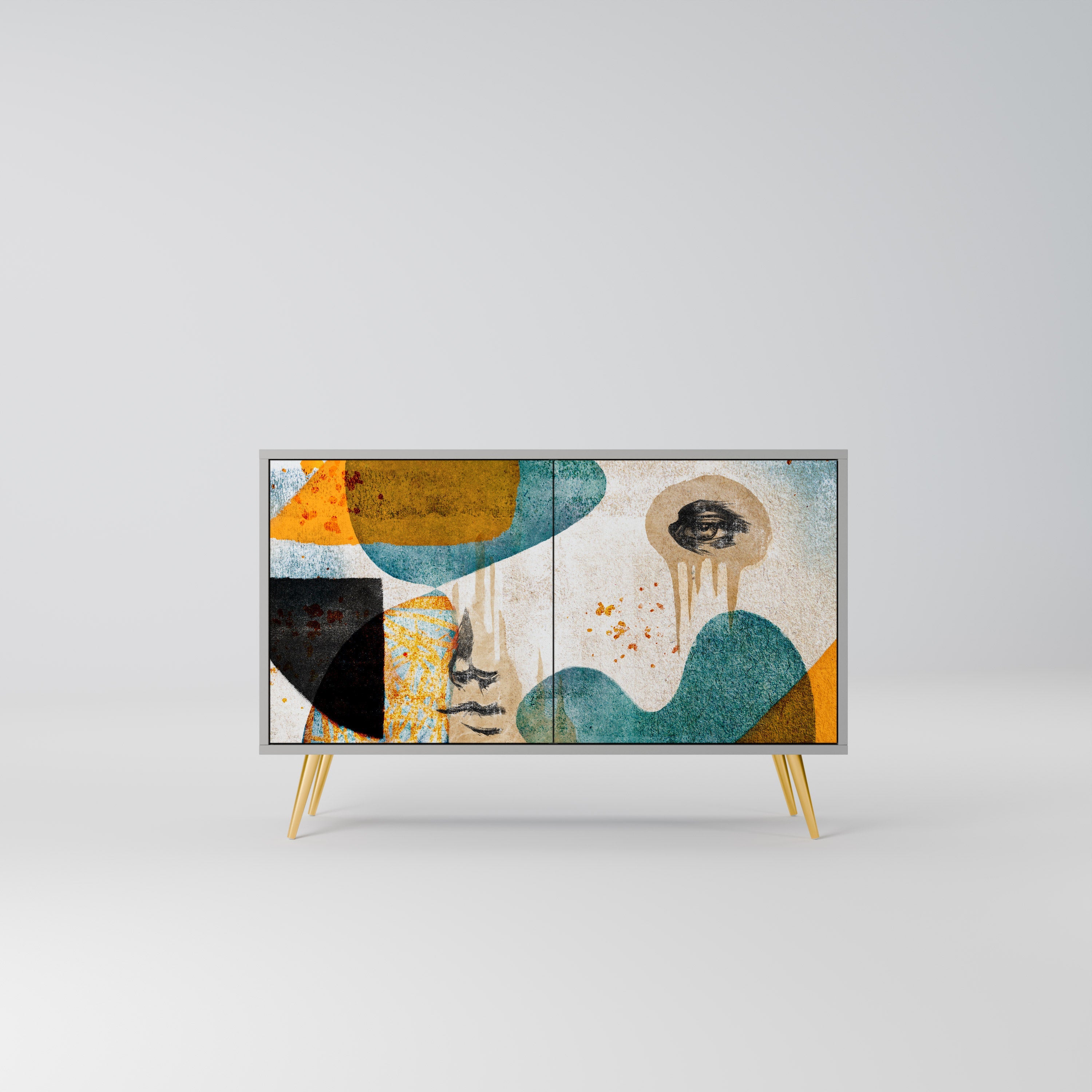ABSTRACT FACES Sideboard mit 2 Türen in grauer Ausführung