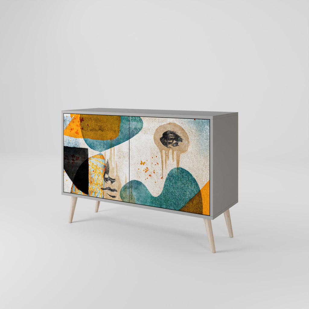 ABSTRACT FACES Sideboard mit 2 Türen in grauer Ausführung
