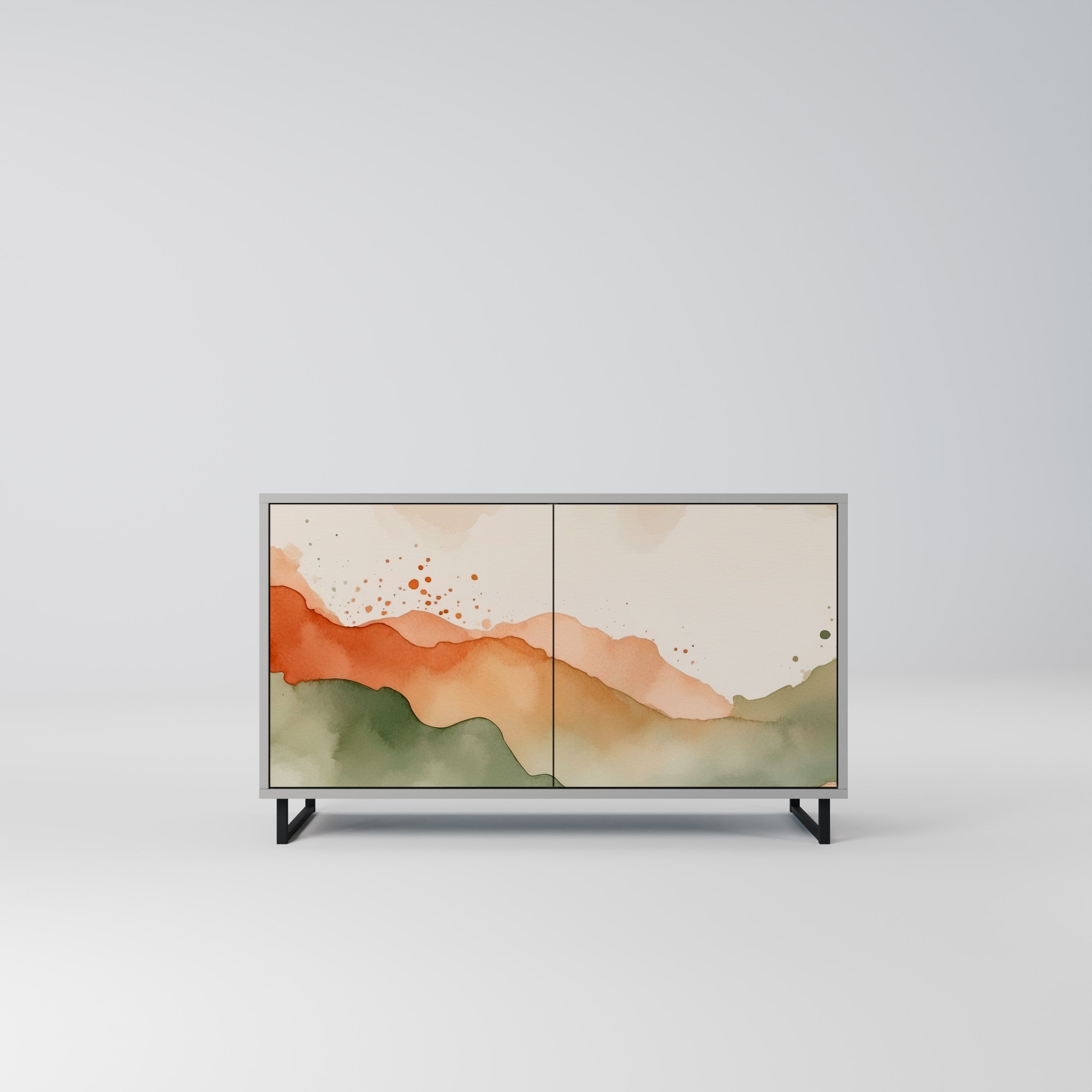 WATERCOLOUR PEAKS Sideboard mit 2 Türen in Grau