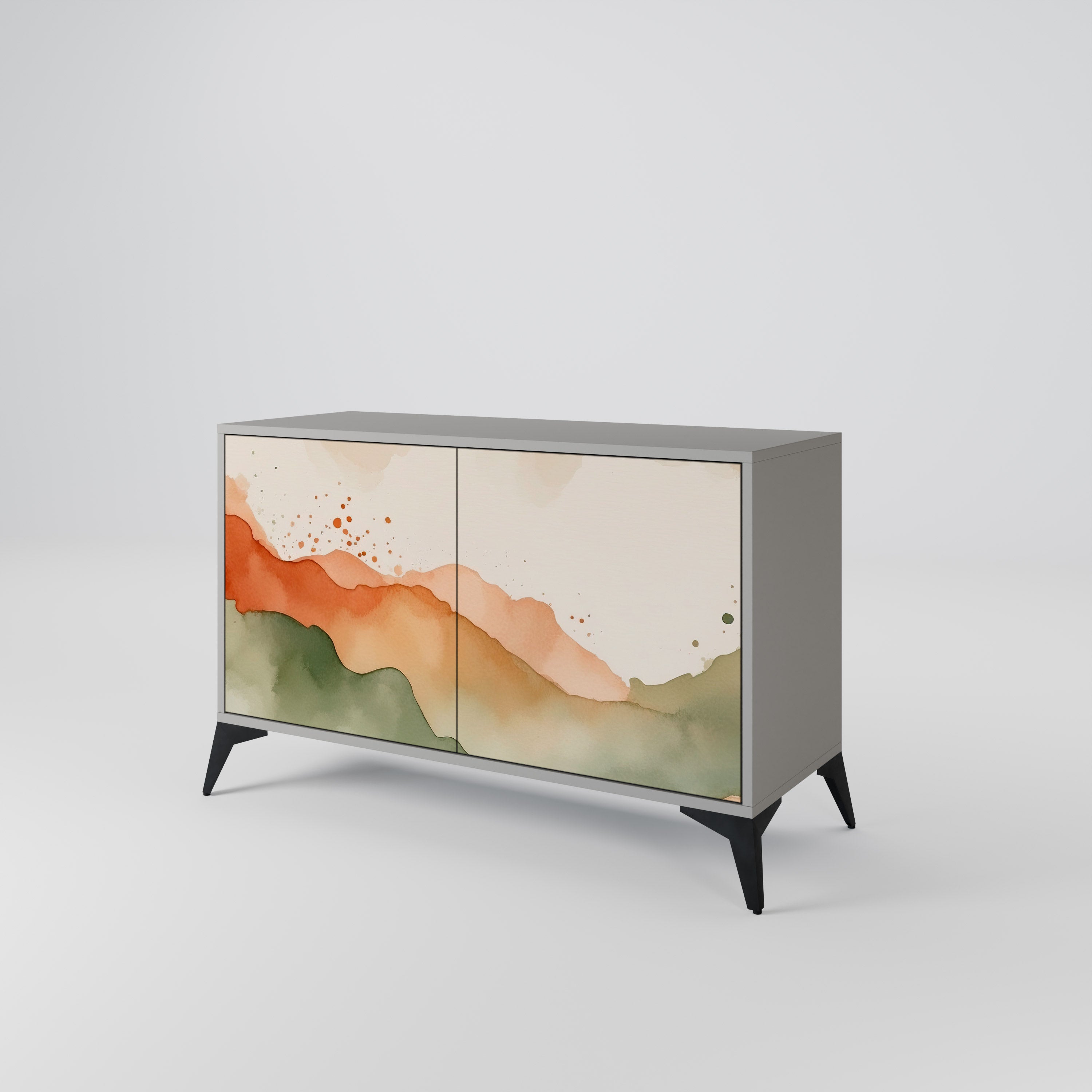 WATERCOLOUR PEAKS Sideboard mit 2 Türen in Grau