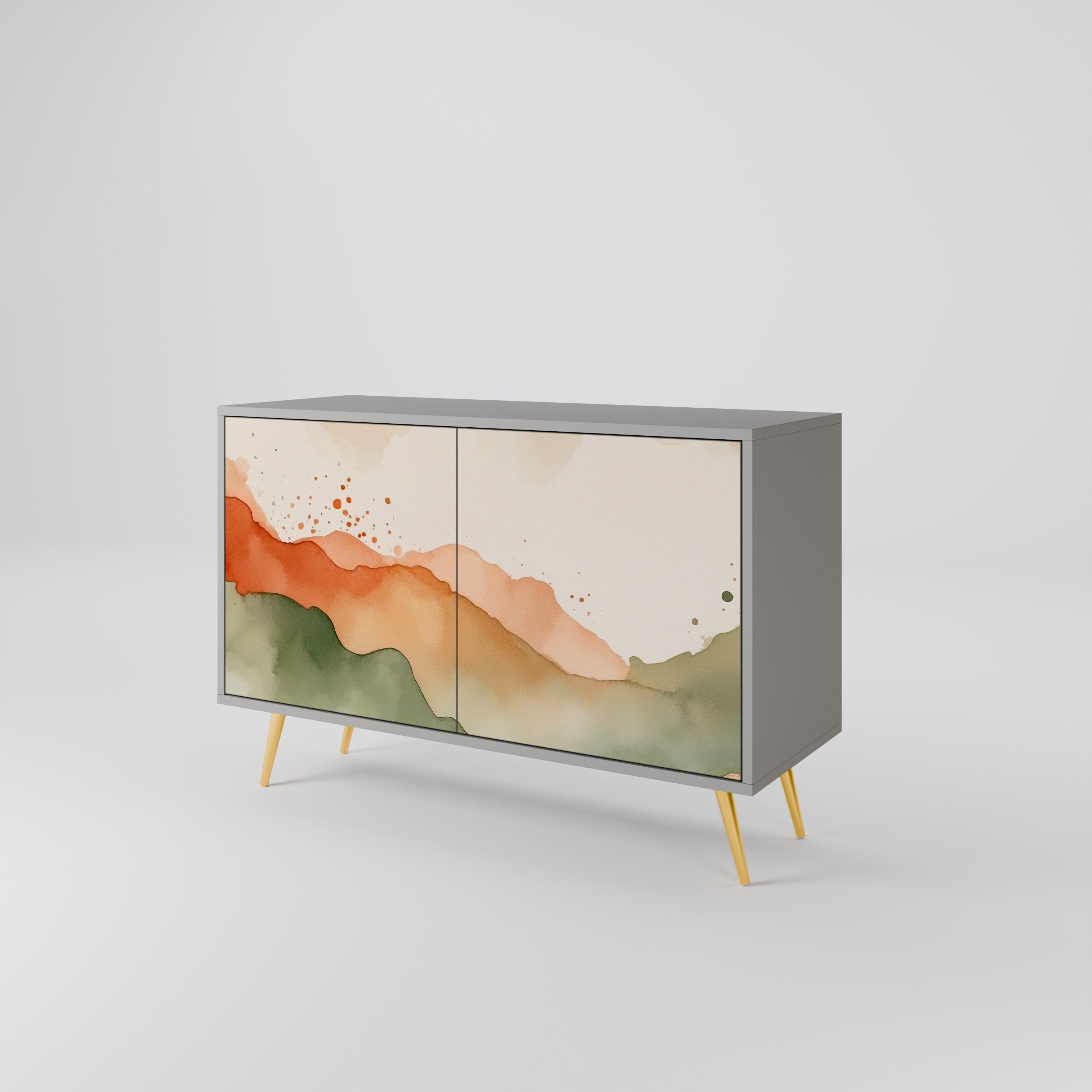WATERCOLOUR PEAKS Sideboard mit 2 Türen in Grau