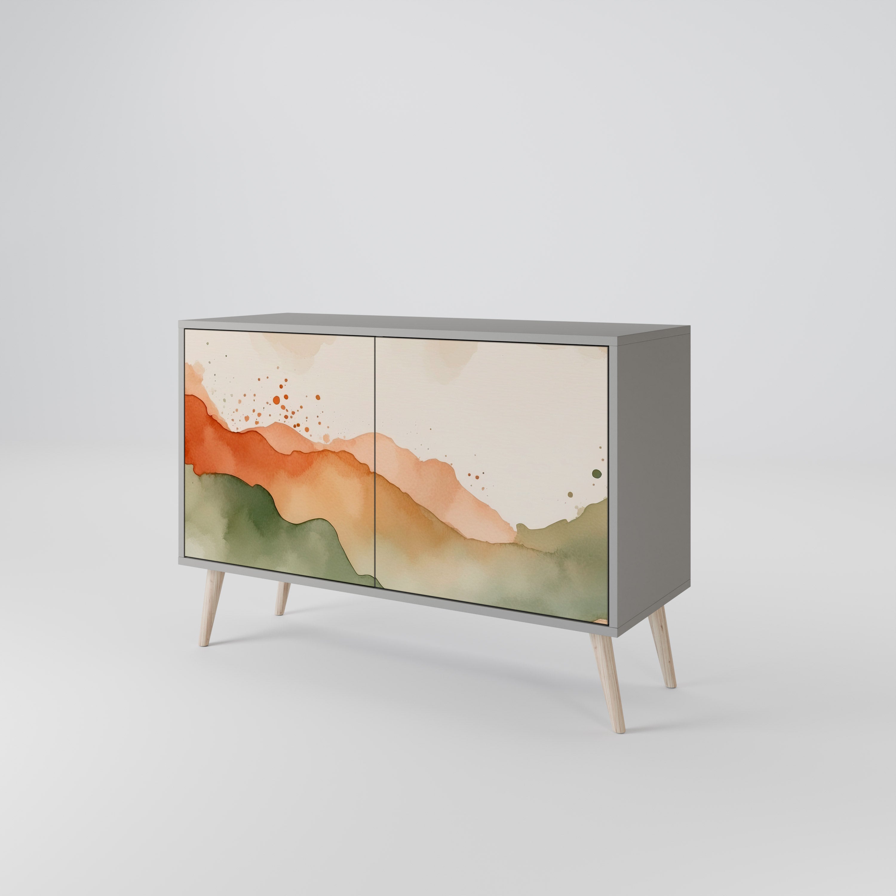 WATERCOLOUR PEAKS Sideboard mit 2 Türen in Grau