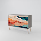 ABSTRACT LANDSCAPE Sideboard mit 2 Türen in Grau