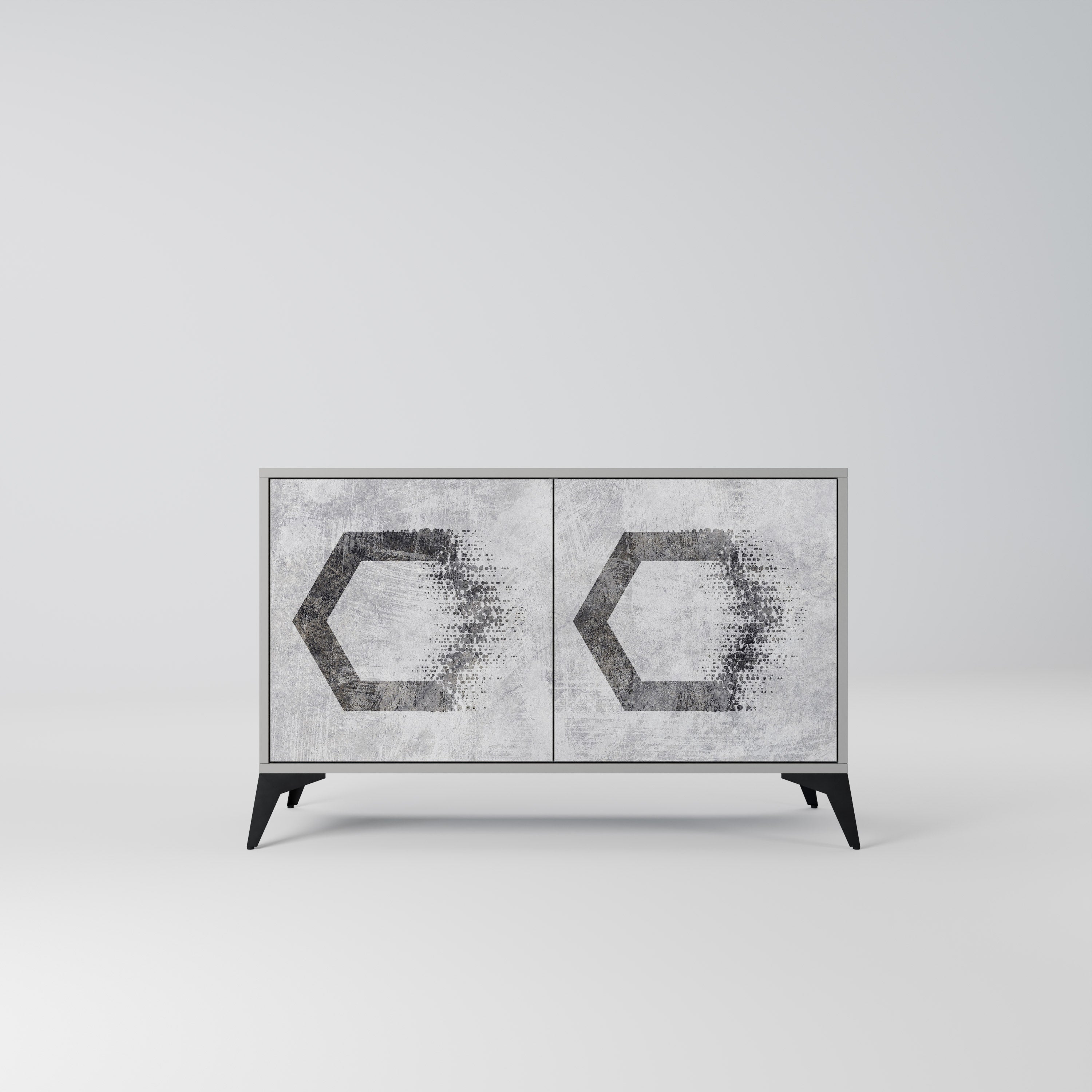 HEXAGONAL FIGURES Sideboard mit 2 Türen in Grau