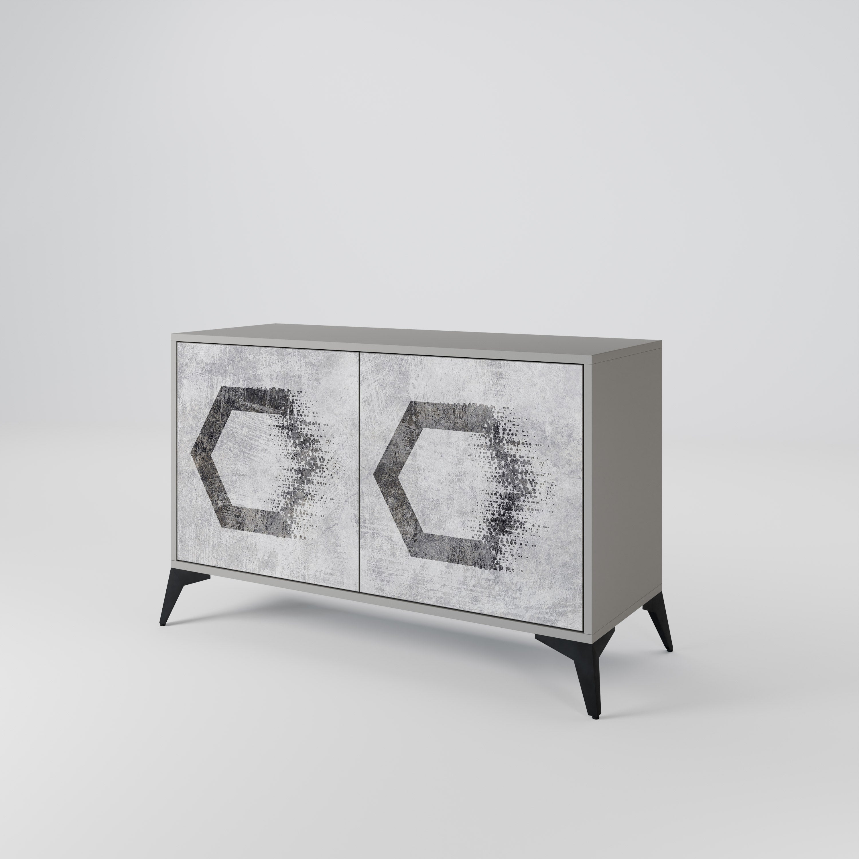 HEXAGONAL FIGURES Sideboard mit 2 Türen in Grau