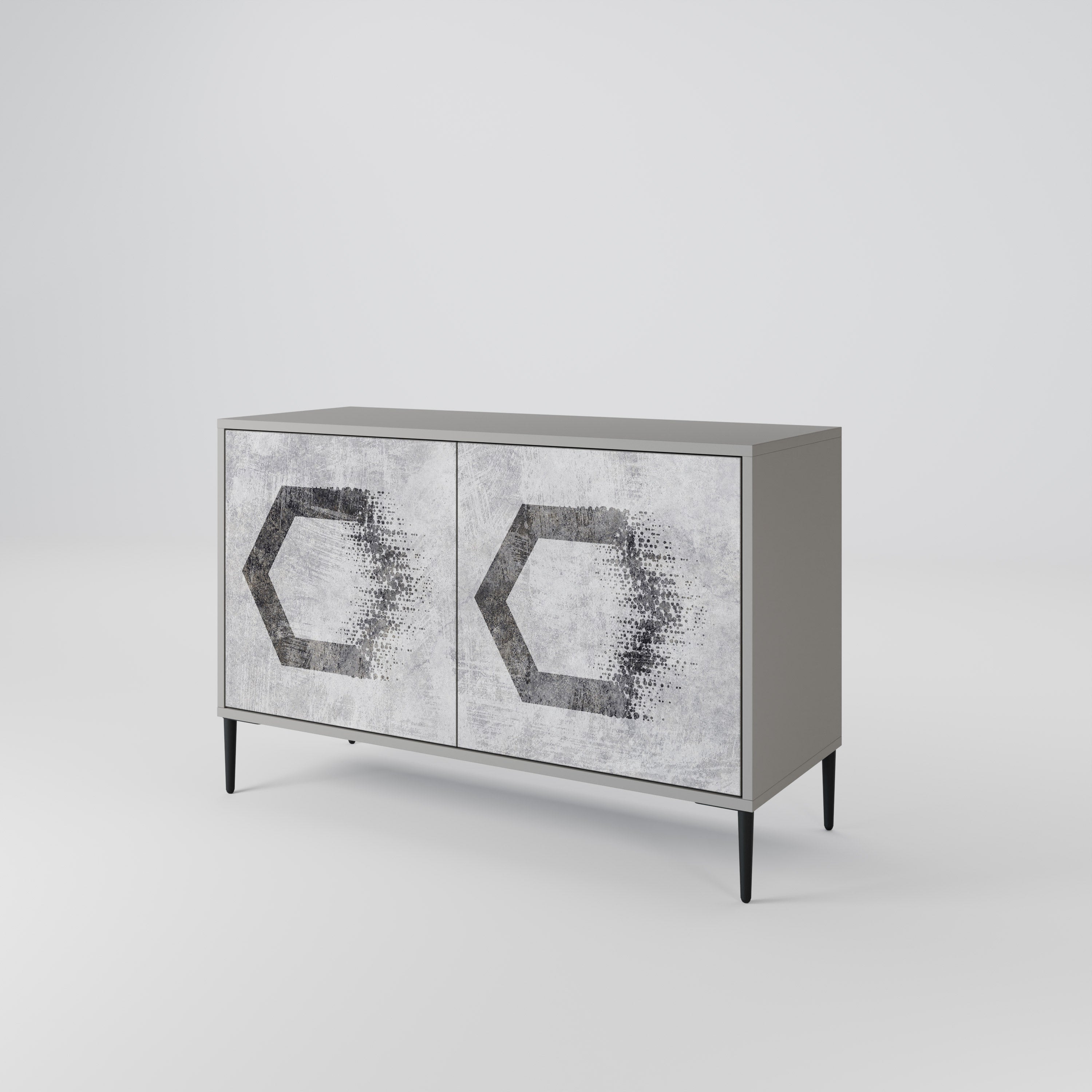 HEXAGONAL FIGURES Sideboard mit 2 Türen in Grau