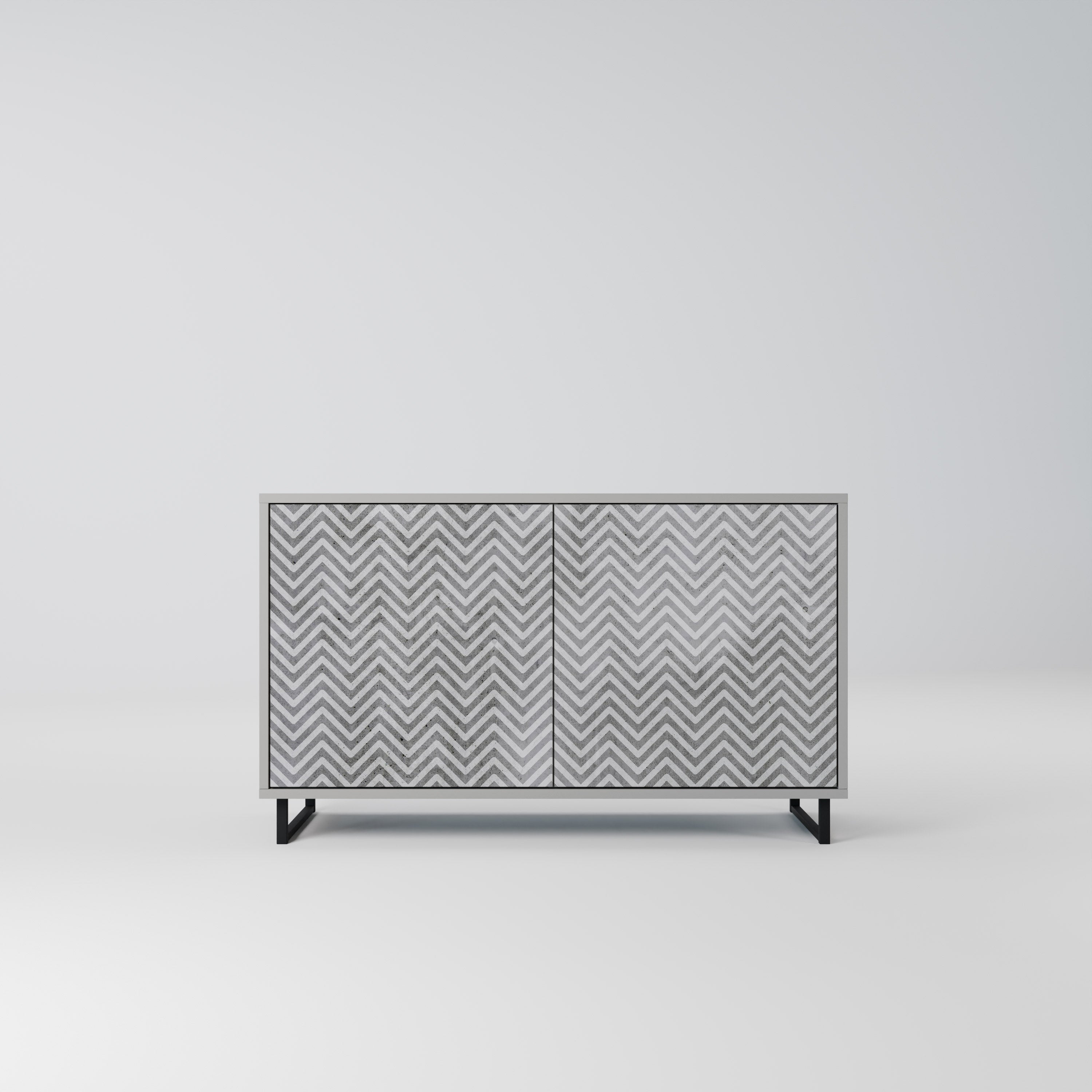 CONCRETE ZIG ZAG Sideboard mit 2 Türen in Grau