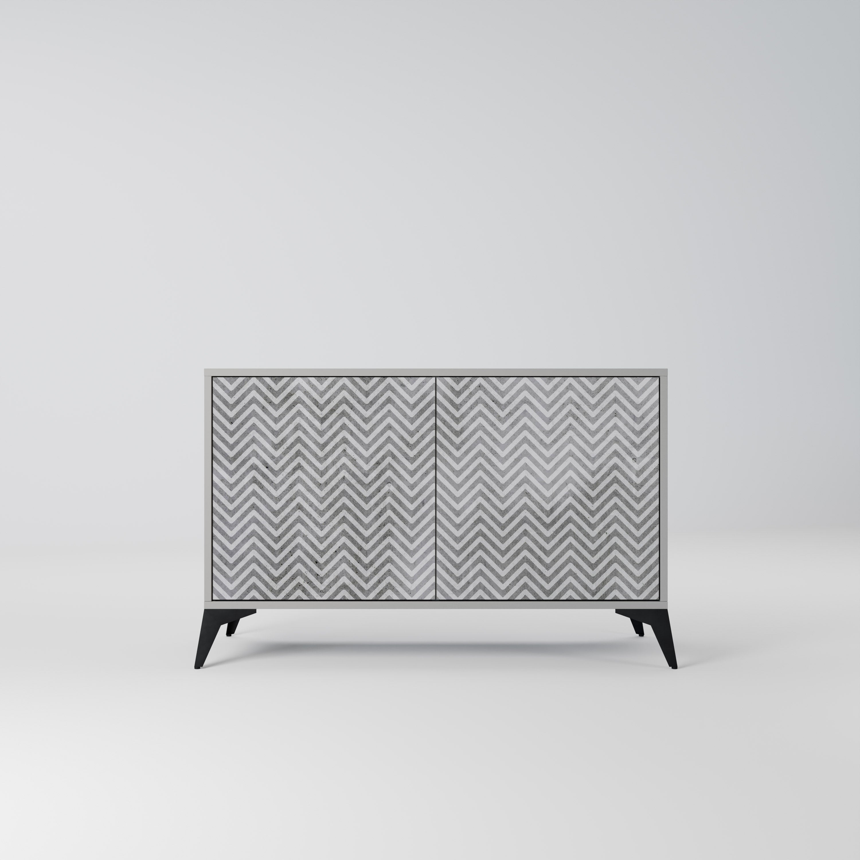 CONCRETE ZIG ZAG Sideboard mit 2 Türen in Grau