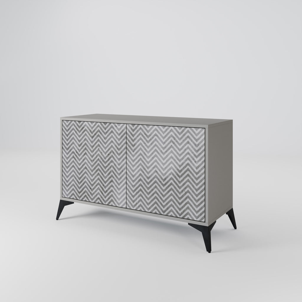 CONCRETE ZIG ZAG 2-Door Sideboard in Grey Finish