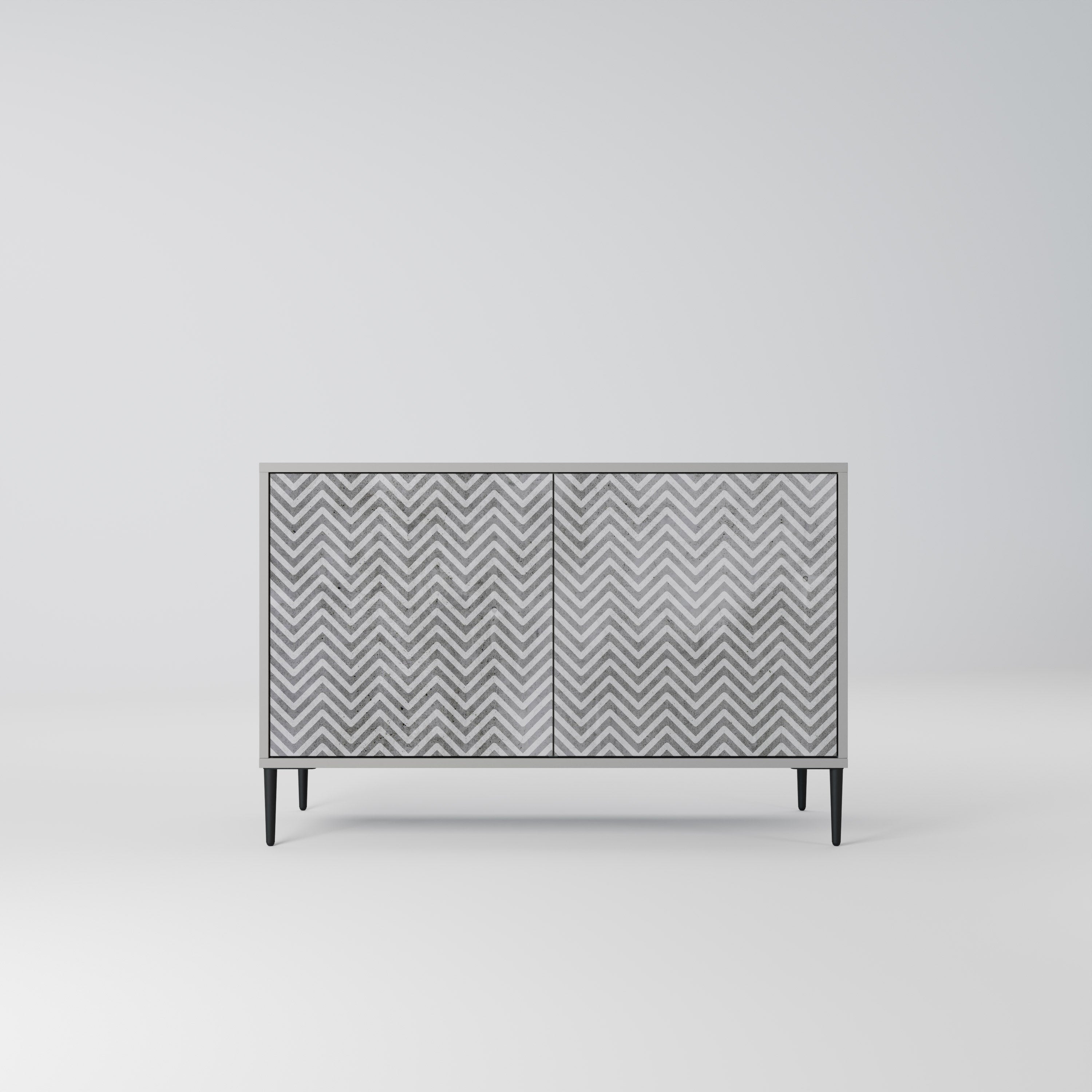 CONCRETE ZIG ZAG Sideboard mit 2 Türen in Grau