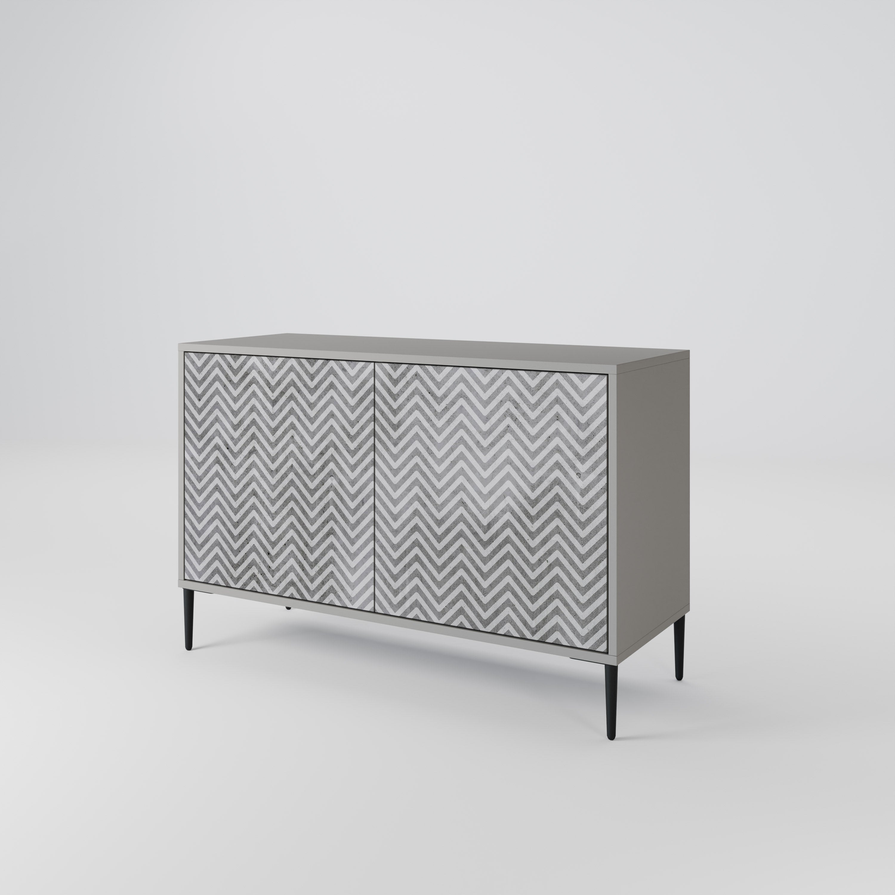 CONCRETE ZIG ZAG Sideboard mit 2 Türen in Grau