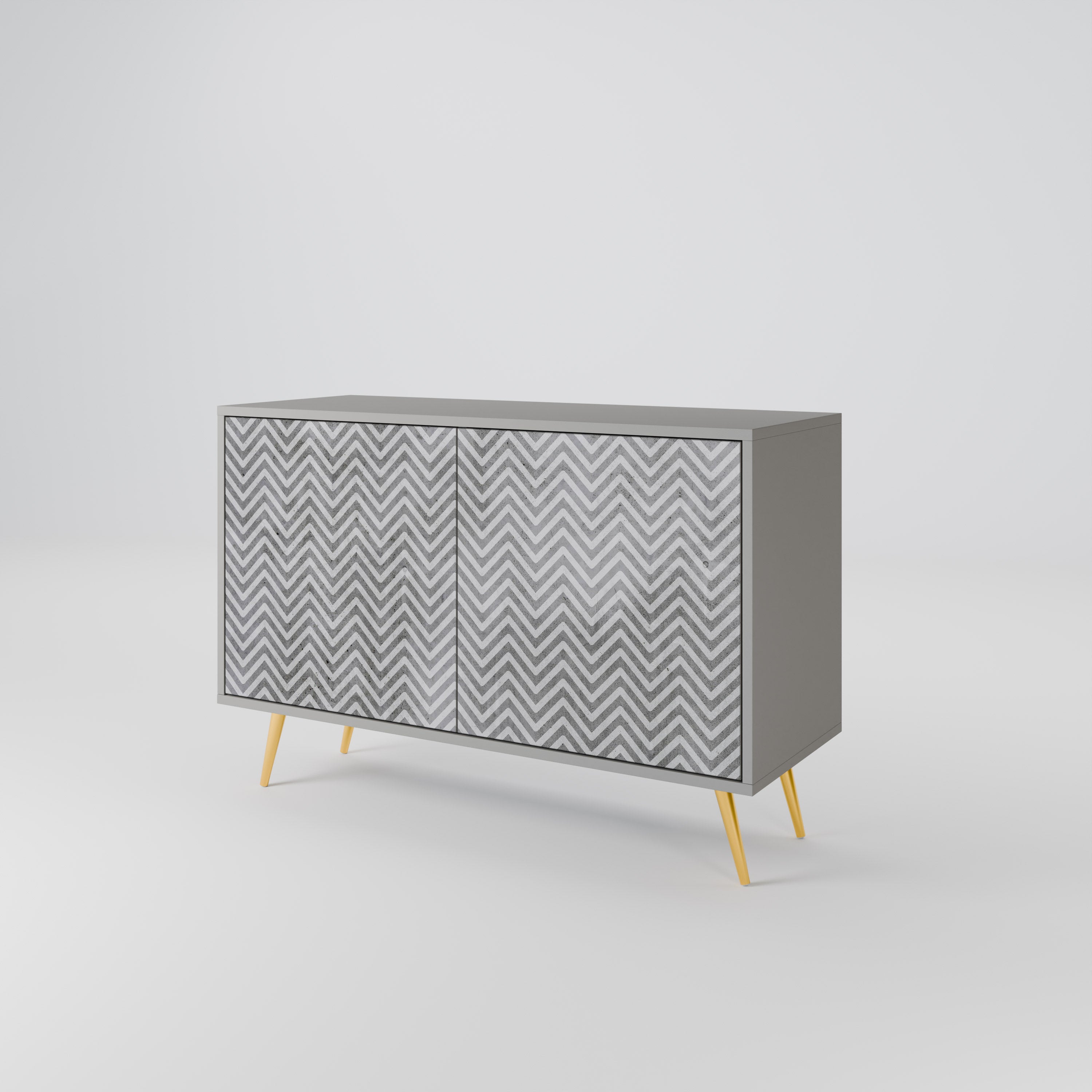 CONCRETE ZIG ZAG Sideboard mit 2 Türen in Grau